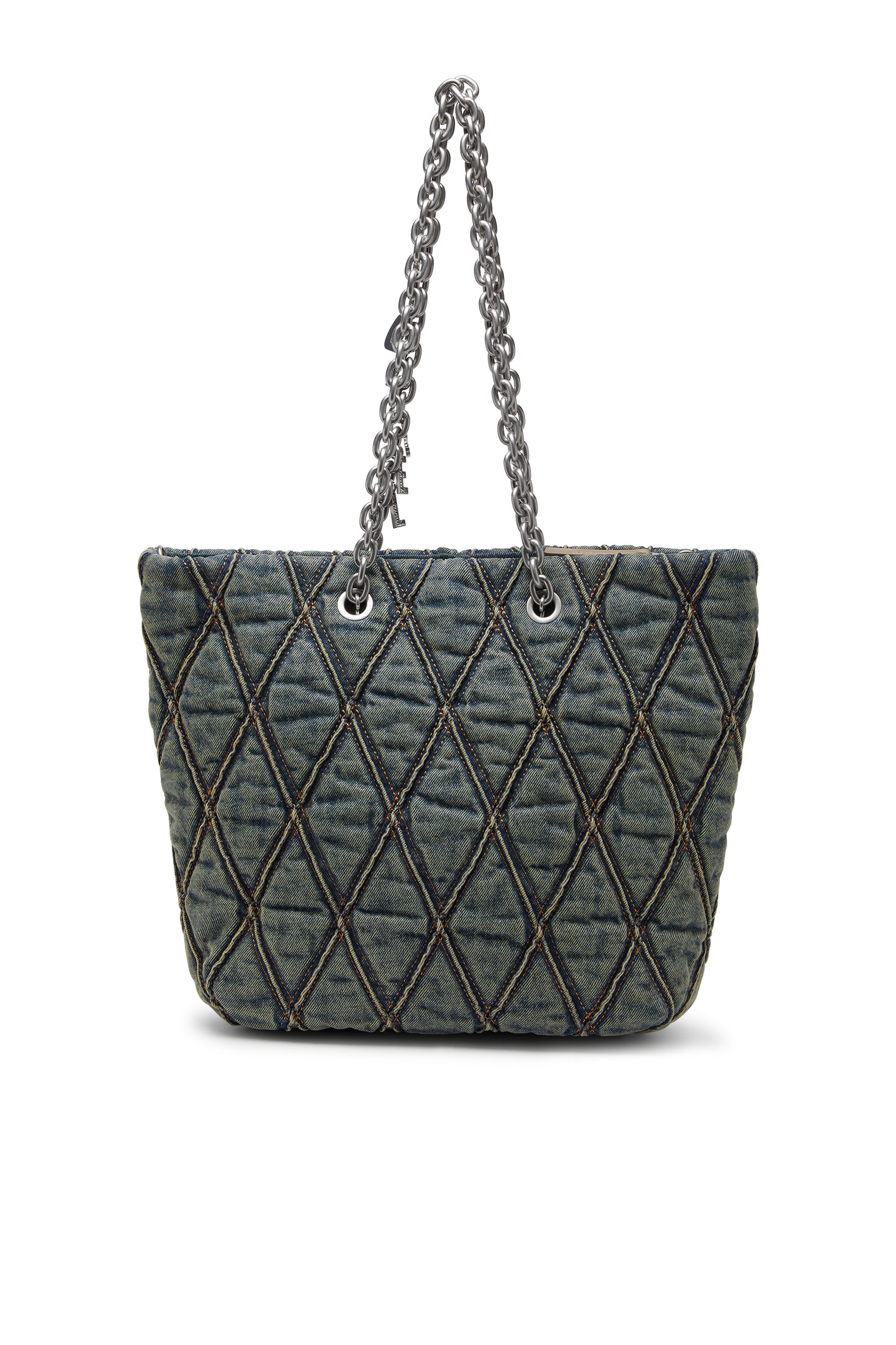 Diesel - CHARM-D SHOPPER M, Charm-D-Sac tote en denim matelassé Femme in Bleu - 2