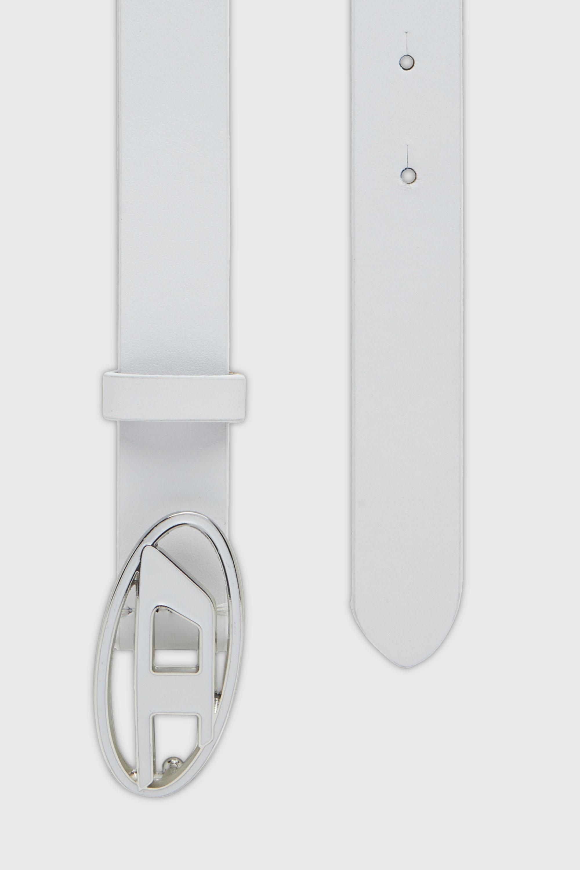 Diesel - B-1DR 25, Ceinture 2.4 cm en cuir avec boucle Oval D &eacute;maill&eacute;e Femme in Blanc - 2