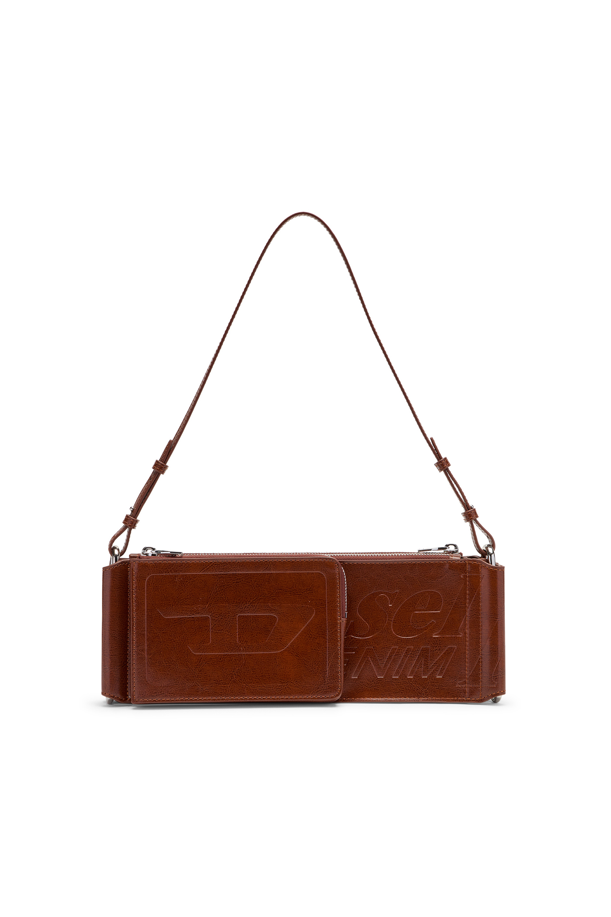 Diesel - FLAG-D SHOULDER BAG X, Flag-D-Sac bandouli&egrave;re modulaire avec logo emboss&eacute; Mixte in Marron - 1
