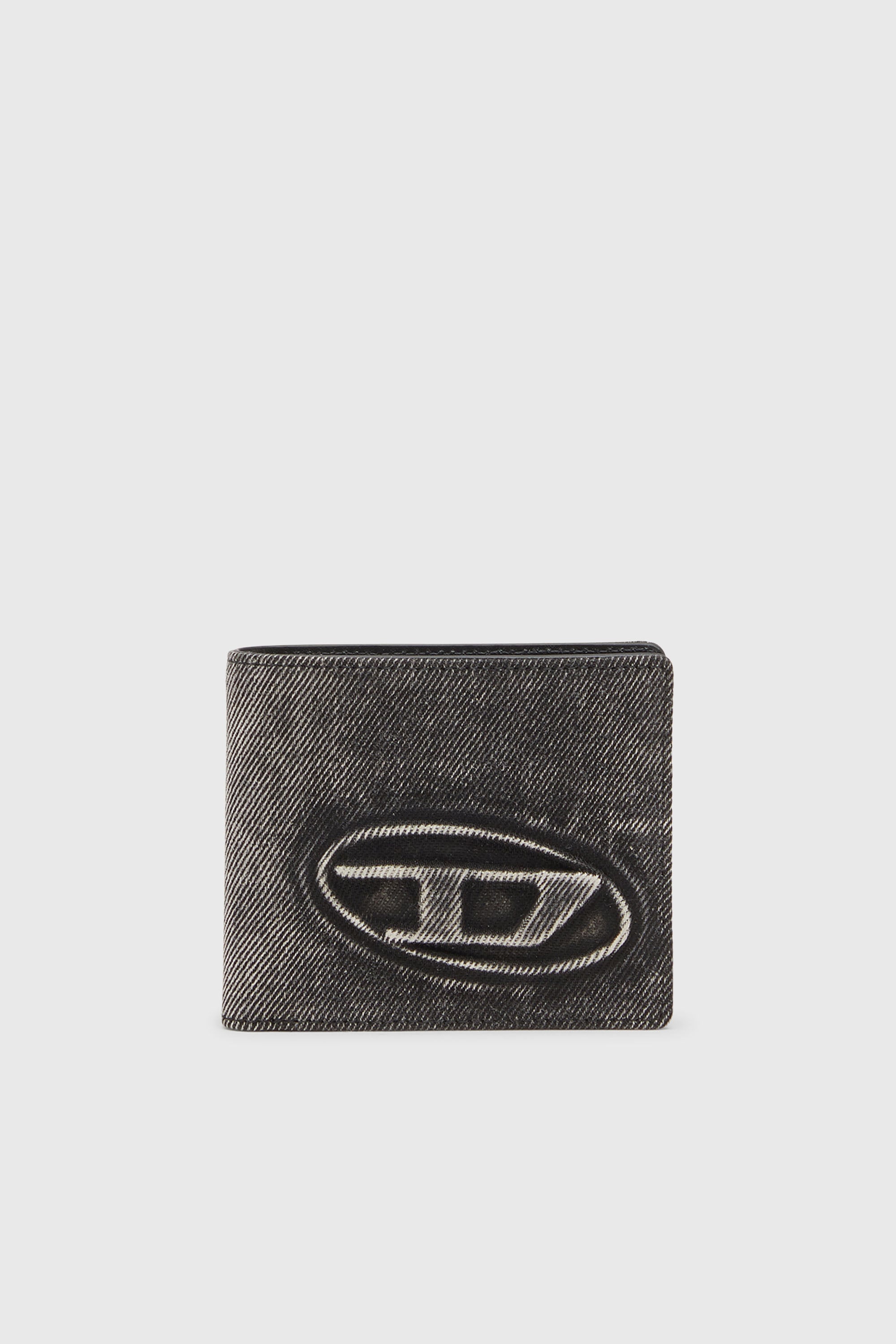Diesel - 1DR BI FOLD COIN S 3D, Portefeuille en denim d&eacute;lav&eacute; Mixte in Gris - 1