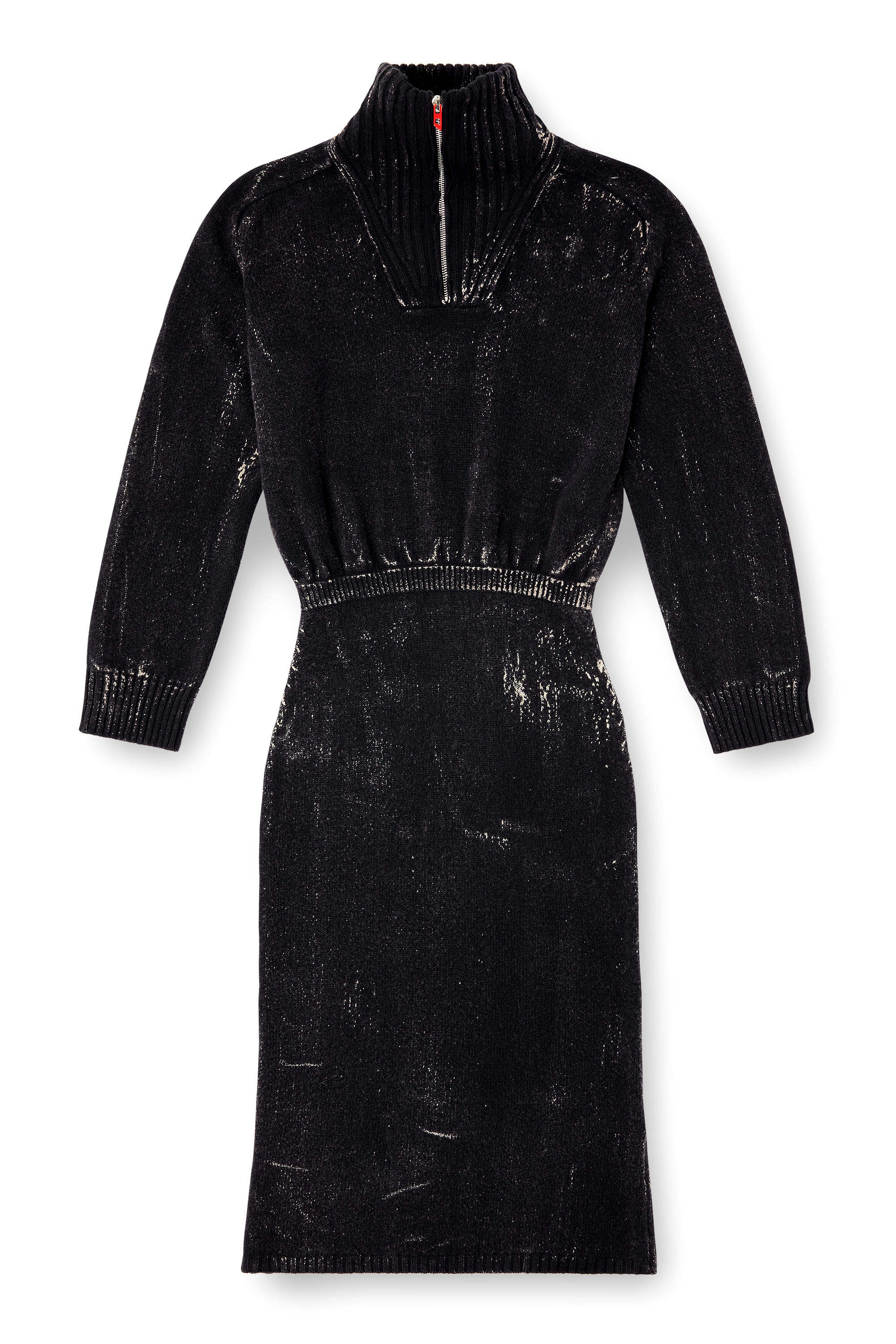 Diesel - M-MARCELLE, Robe midi en maille mélangée traitée Femme in Noir - 1