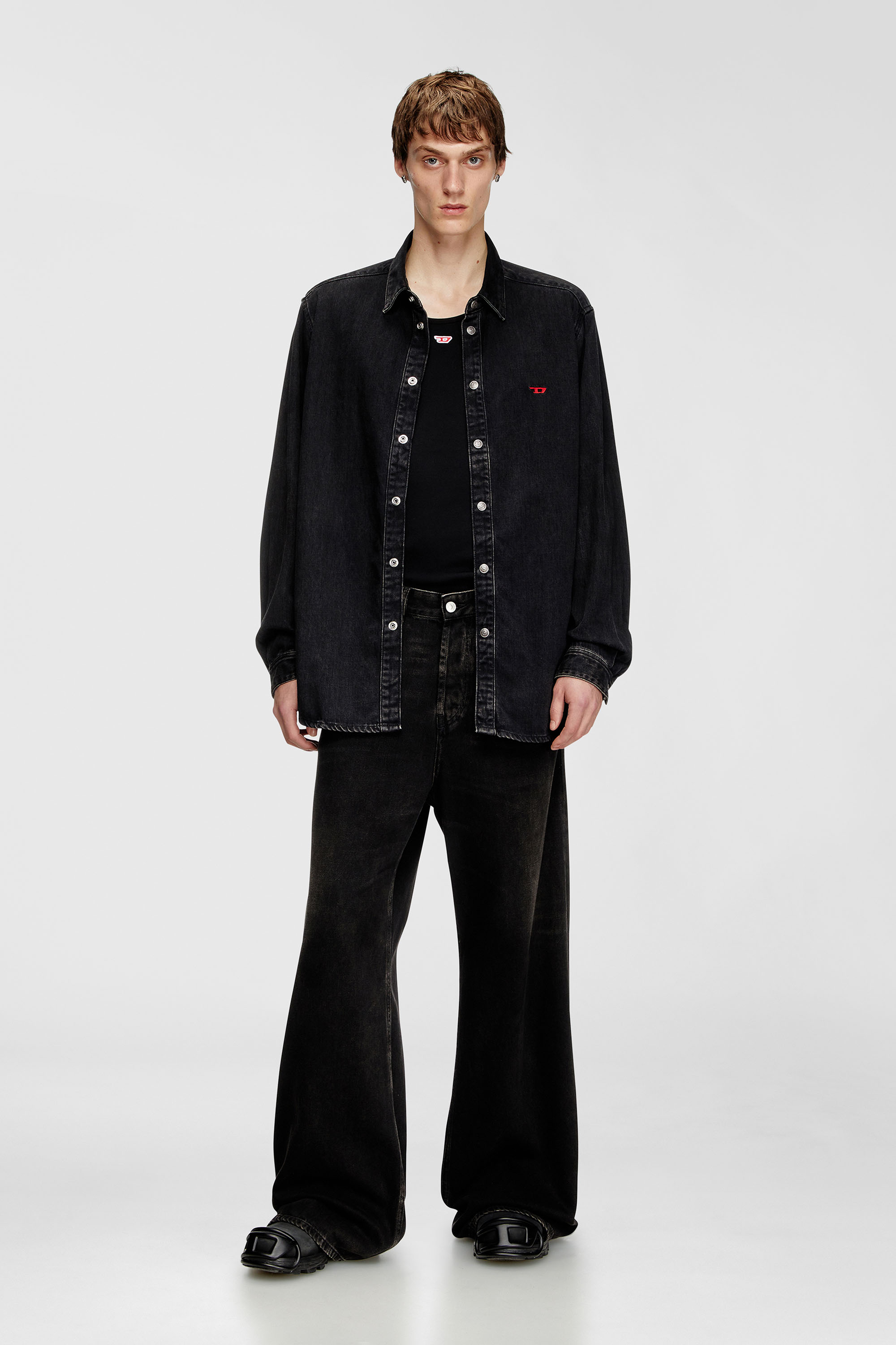 Diesel - D-SIMPLY, Chemise en denim TENCEL Homme in Noir - 1