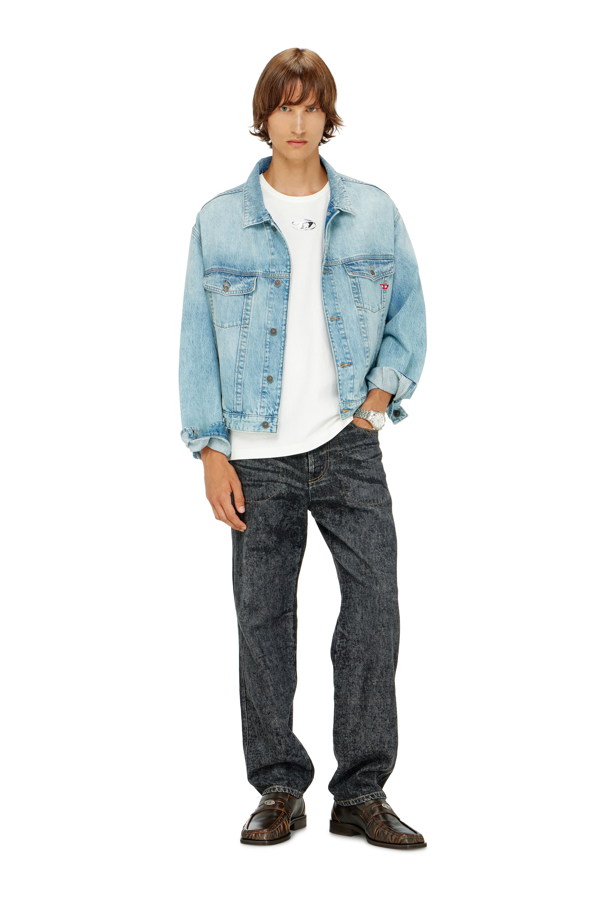 Diesel - T-NORM-IOD, T-shirt en coton l&eacute;ger avec logo Ovale D m&eacute;tallis&eacute; Homme in Blanc - 2