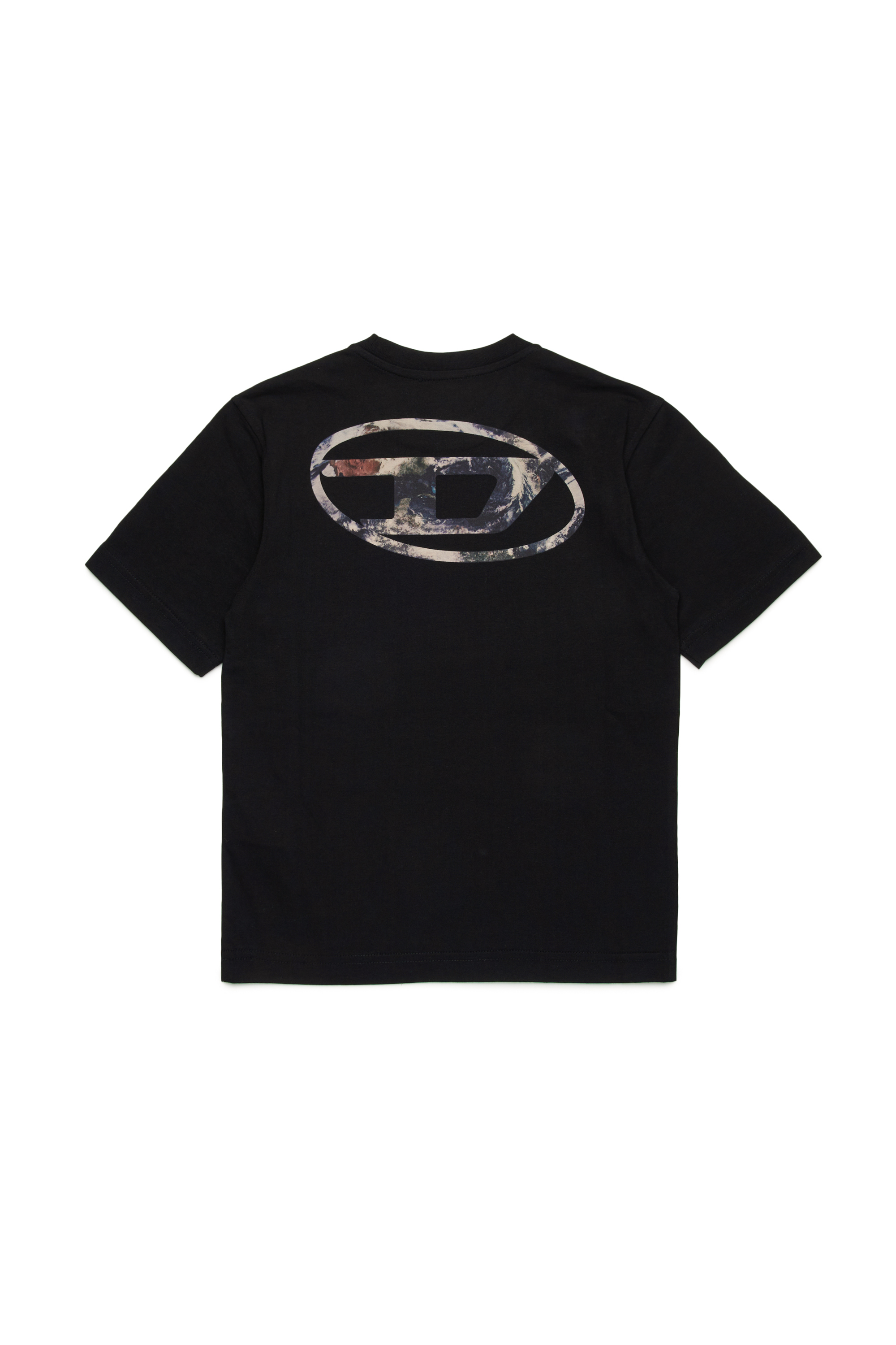Diesel - TWASHL6 OVER, Homme T-shirt avec logo Oval D effet marbré in Noir - Image 2