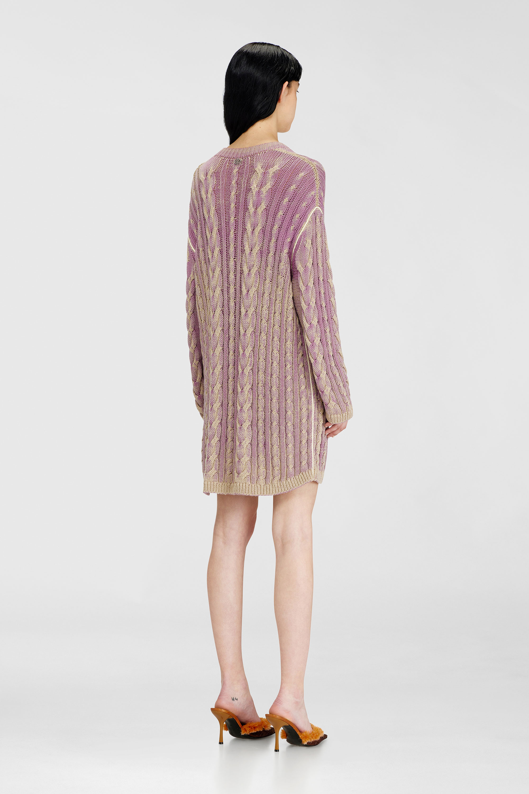 Diesel - M-ELGA, Robe pull courte en maille torsad&eacute;e Femme in Violet - 4