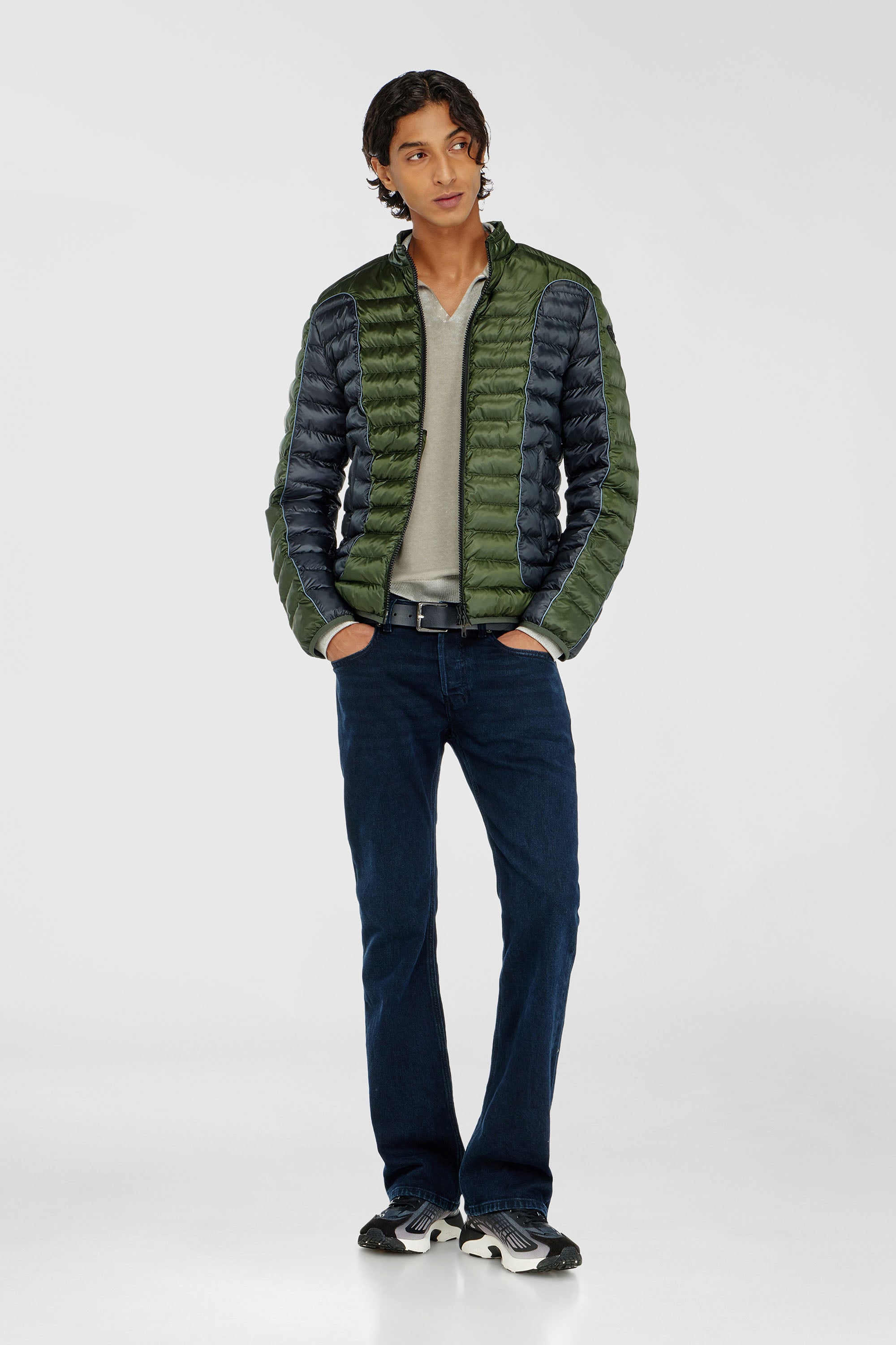 Diesel - W-PILOT-BLOCK, Doudoune style biker &agrave; empi&egrave;cements color block Homme in Polychrome - 2