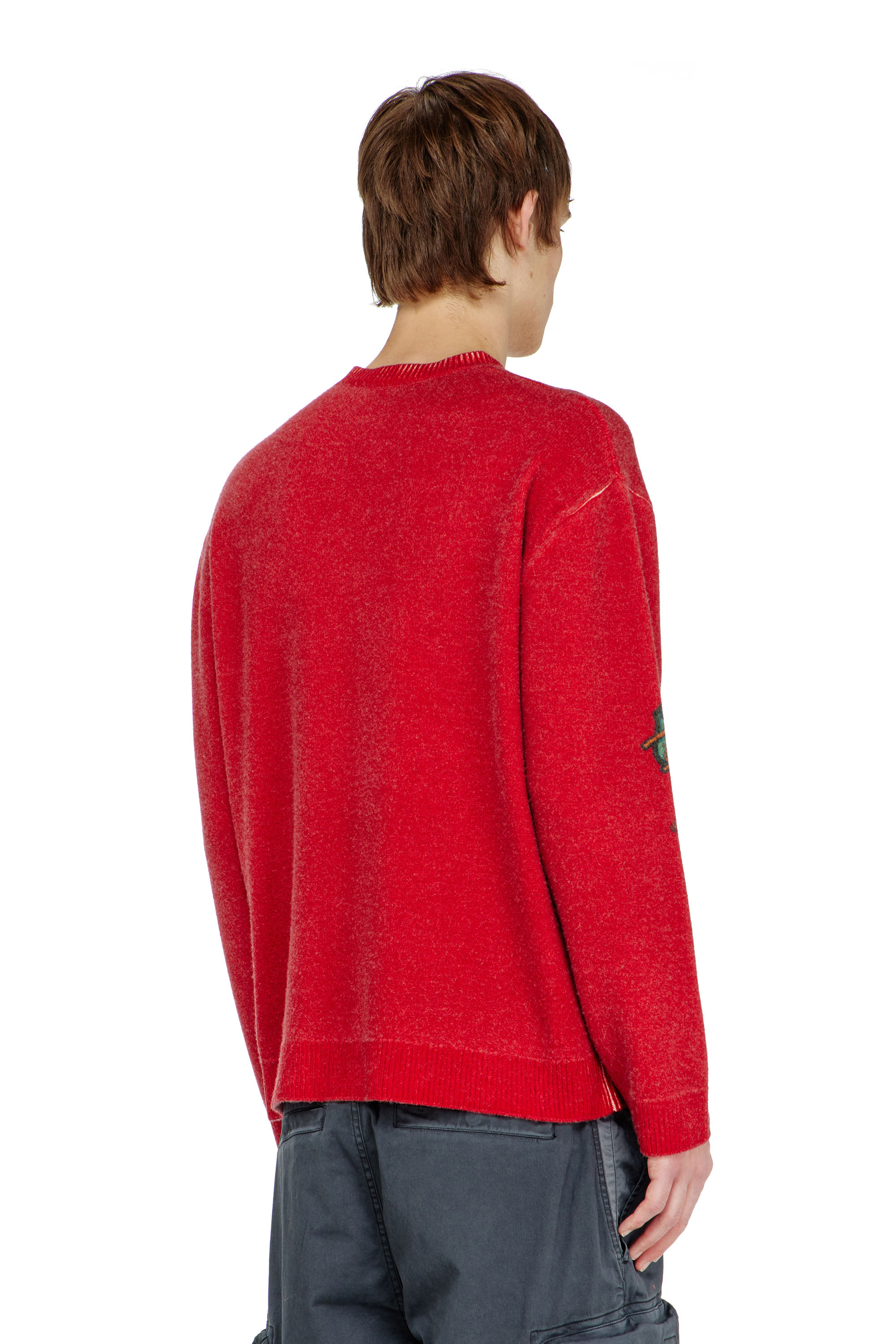 Diesel - K-PATCY, Pull en laine avec patchs imprim&eacute;s Homme in Rouge - 4