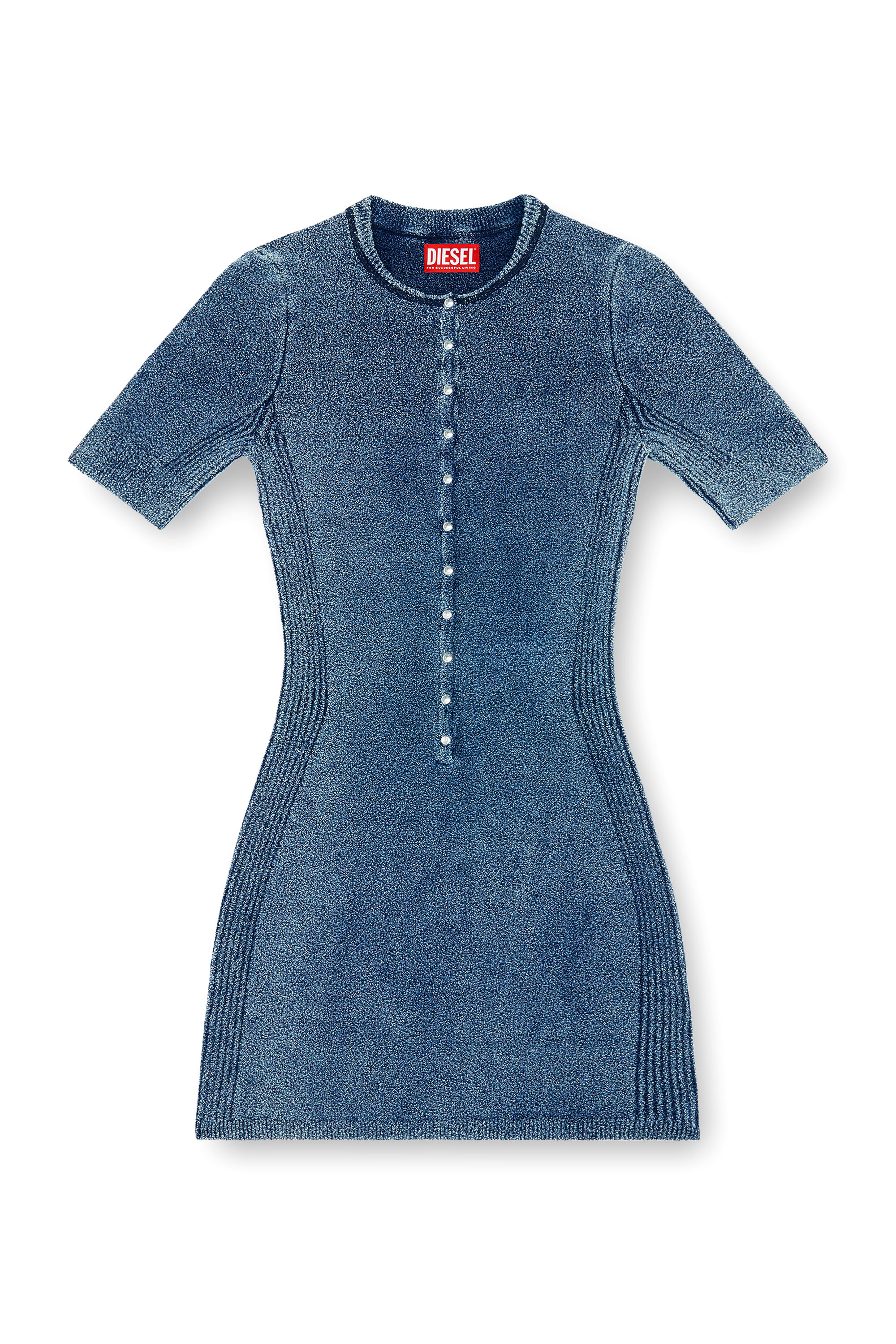 Diesel - M-ESTEE DRESS, Robe courte en maille boucl&eacute; indigo Femme in ToBeDefined - 1