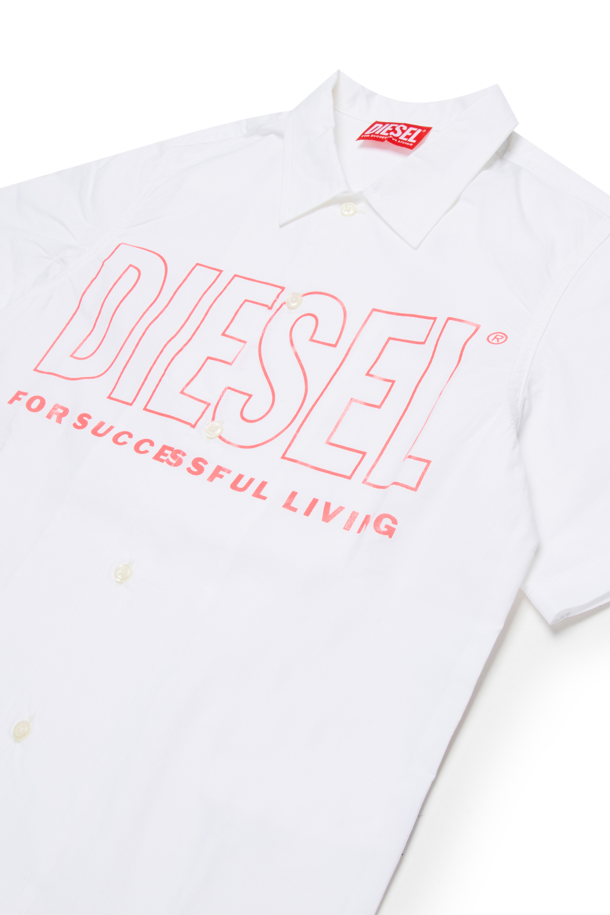 Diesel - MCDRID, Chemise en coton &agrave; manches courtes Homme in Blanc - 3