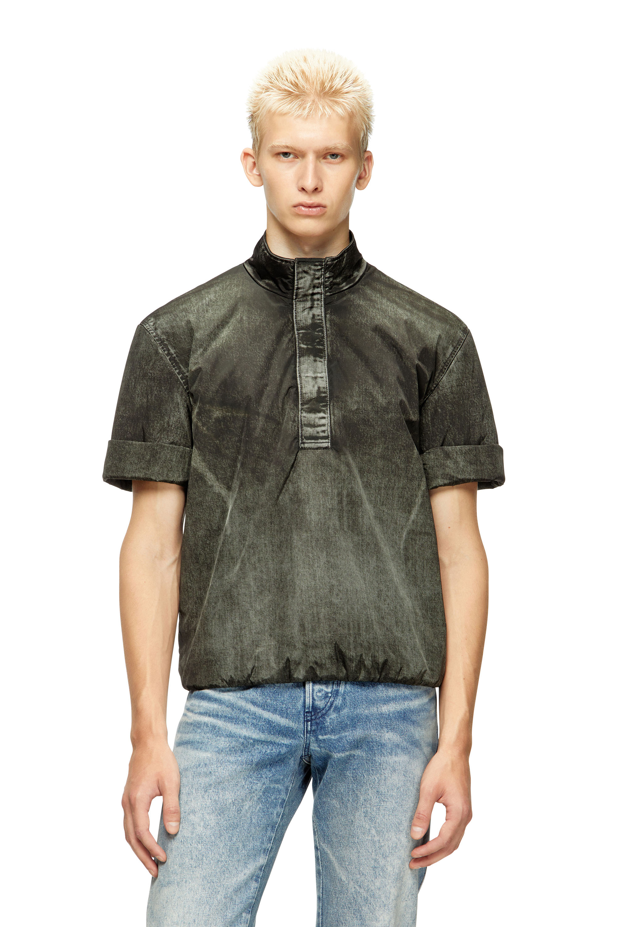 Diesel - J-VALOIS, Veste à manches courtes en nylon effet denim Homme in Noir - 1