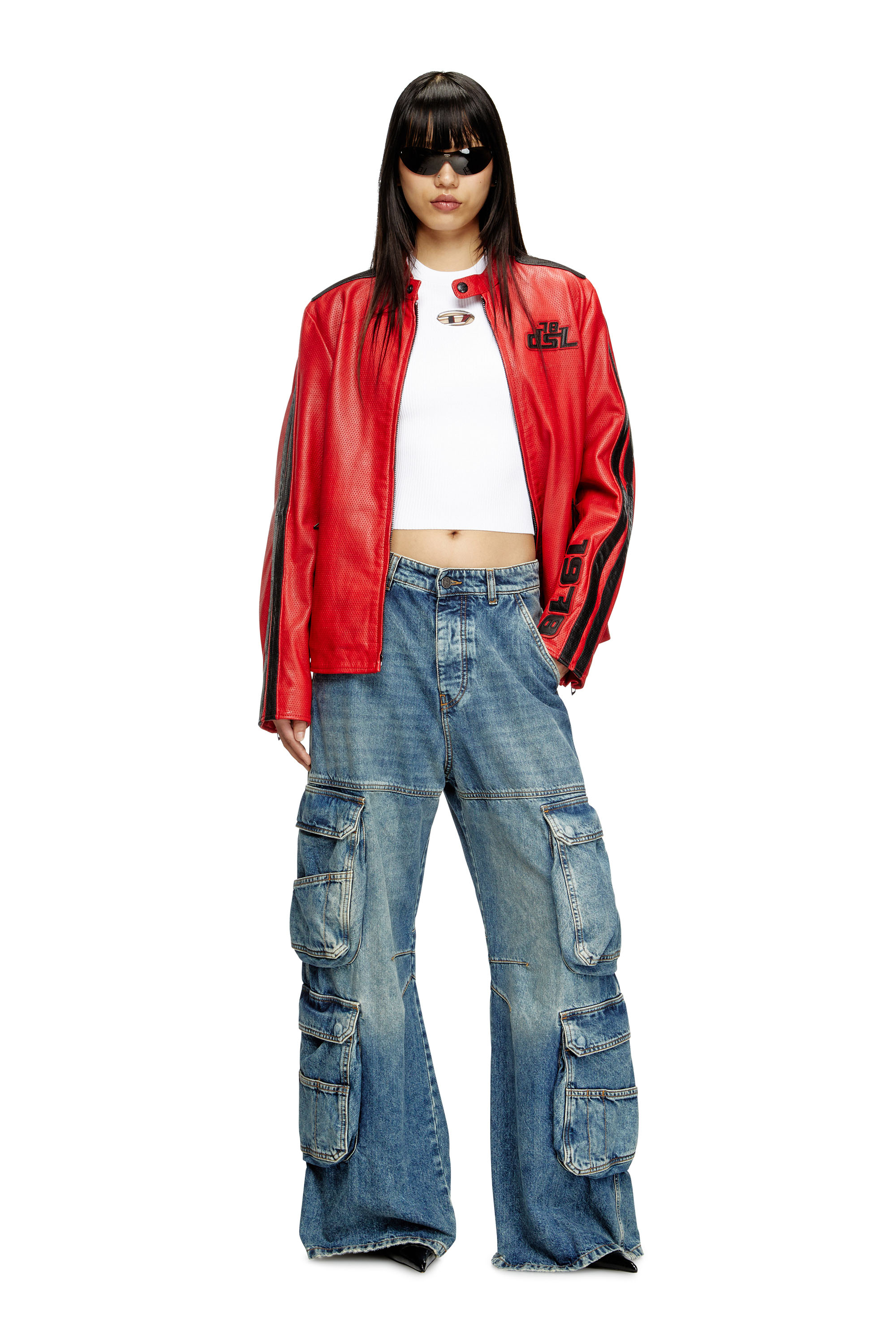 Diesel - M-VALARI, Top en viscose mélangée côtelée avec Oval D Femme in Blanc - 2