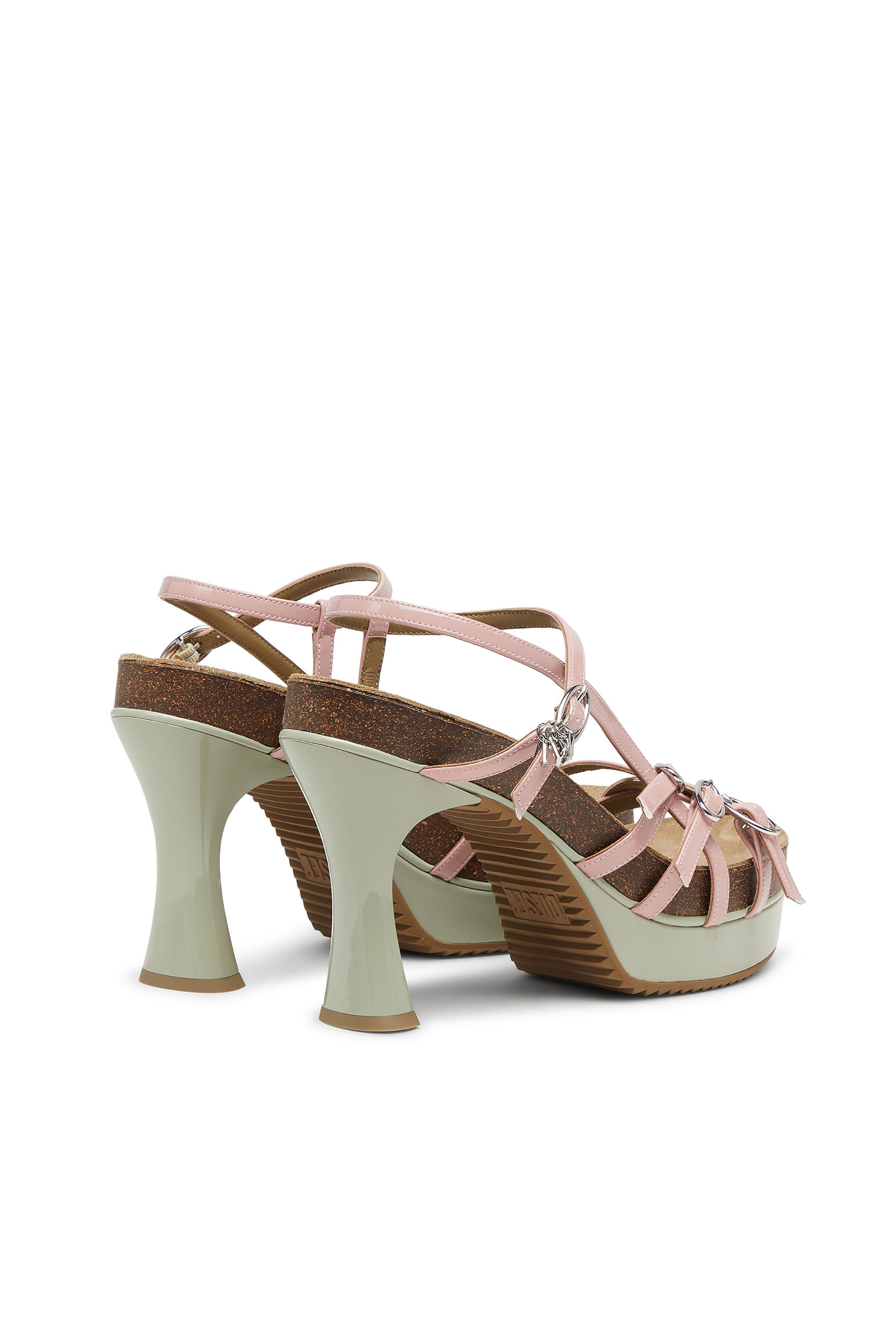 Diesel - D-WOODSTOCK 105 SANDAL, Sandales à plateforme D-Woodstock à brides en PU brillant Femme in Polychrome - 4