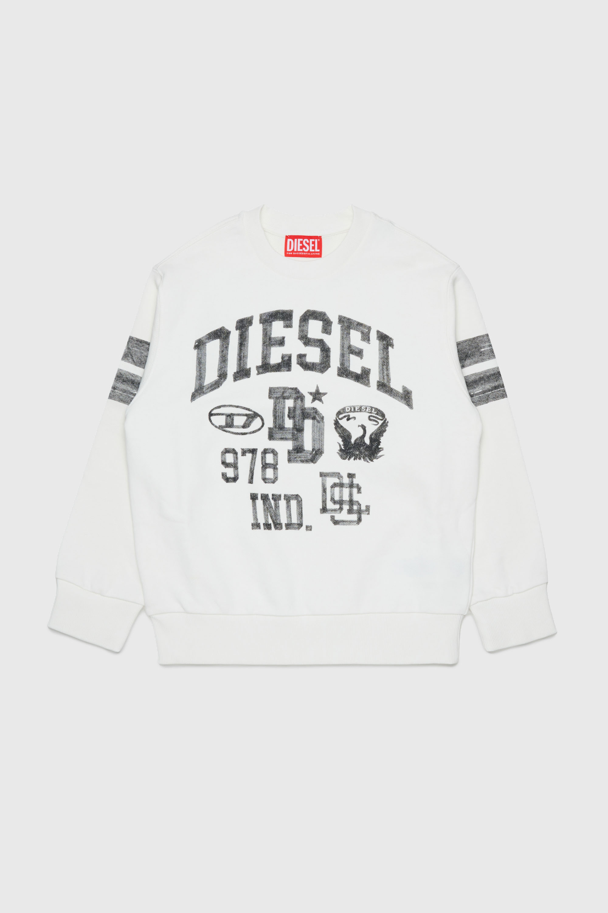 Diesel - SBAND OVER, Man's Sweatshirt with collegiate-style logo prints in White - 1