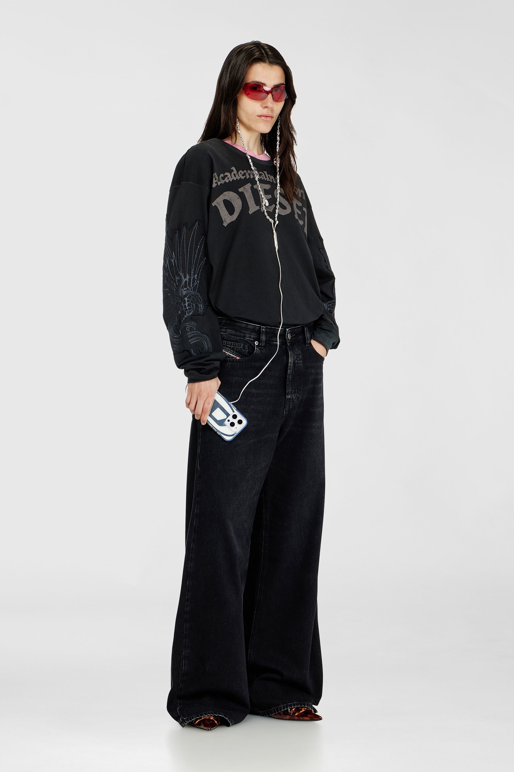 Diesel - Relaxed Jeans 1996 D-Sire 09P09 Mixte, Noir/Gris fonc&eacute; - Image 1