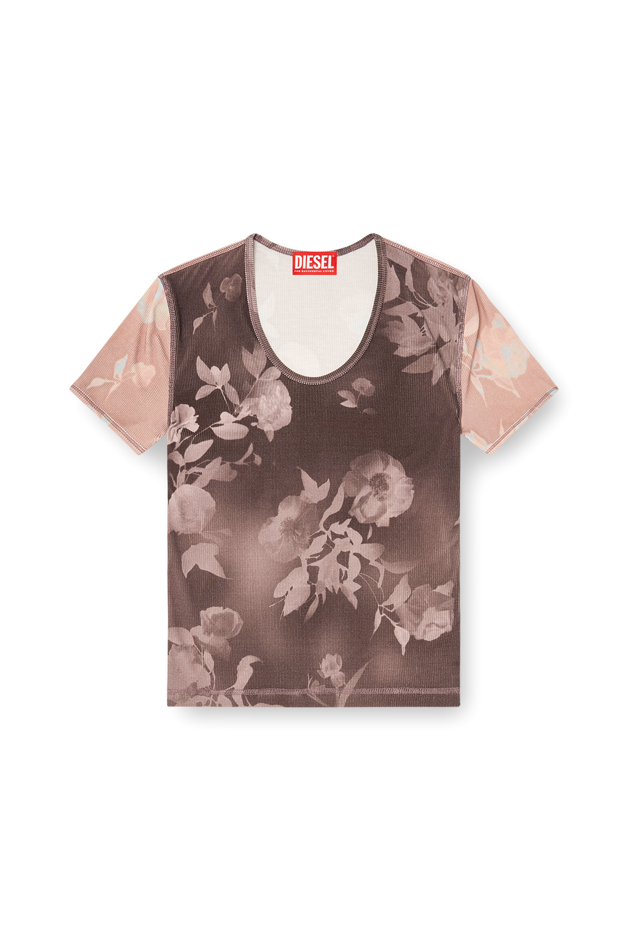 Diesel - T-ELENEWU, Top en jersey c&ocirc;tel&eacute; &agrave; motif floral Femme in Polychrome - 3