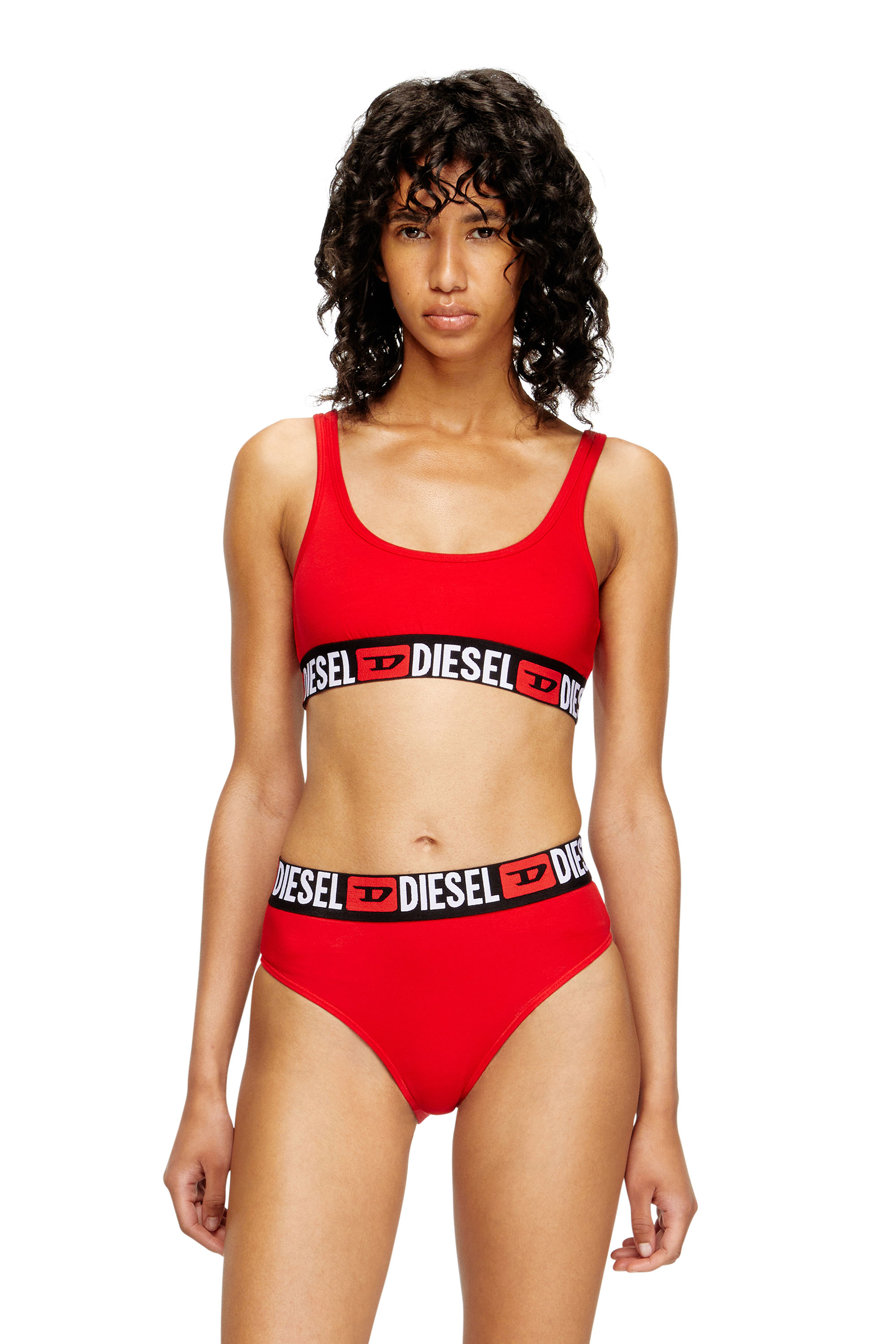 Diesel - UFSB-ORIBA, Bralette avec bande logo Femme in Rouge - 3