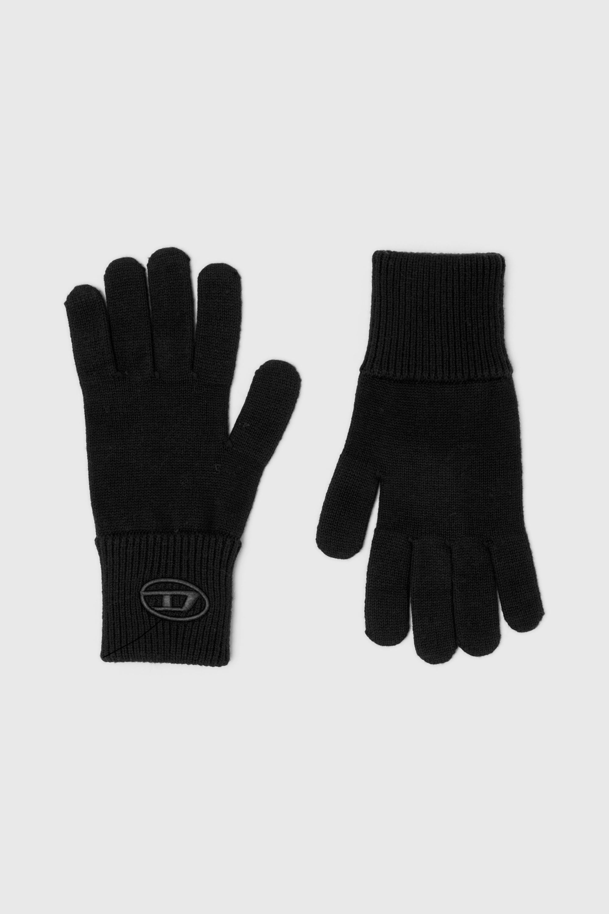 Diesel - K-CODY-A, Gants en m&eacute;lange de laine avec logo brod&eacute; Mixte in Noir - 1
