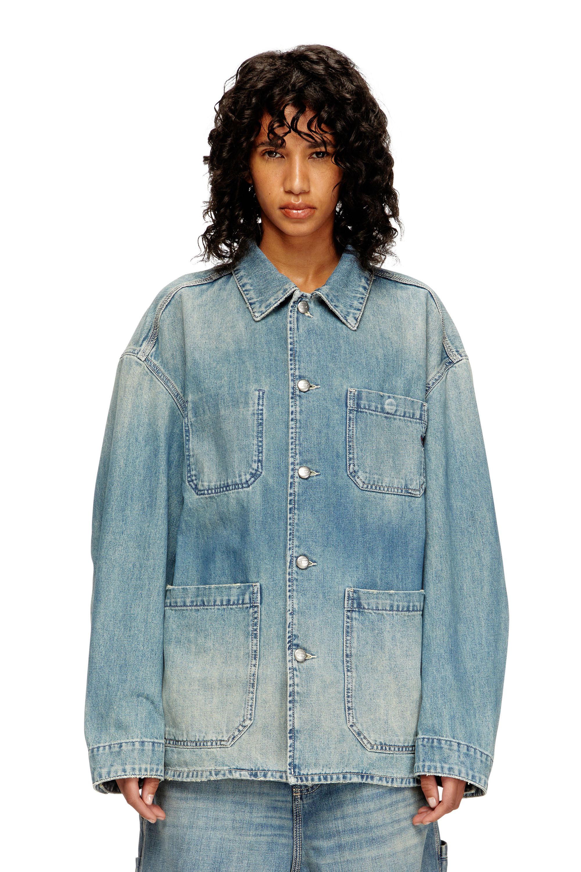 Diesel - D-STACK-U, Veste en denim de style utilitaire Mixte in Bleu - 1