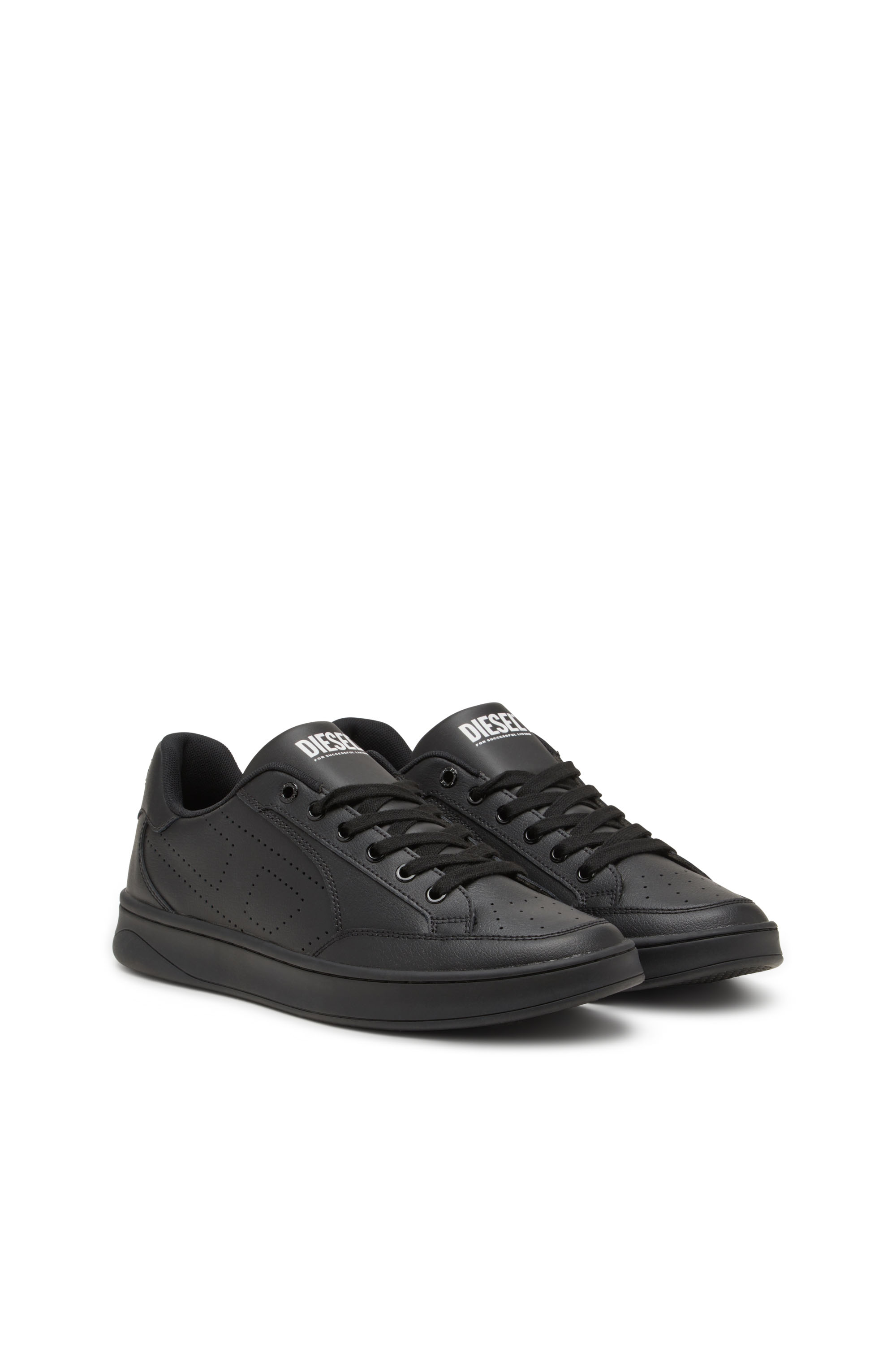 Diesel - S-DAKOTA LOW, Man's S-Dakota-Leather sneakers with perforated logo in Black - 2