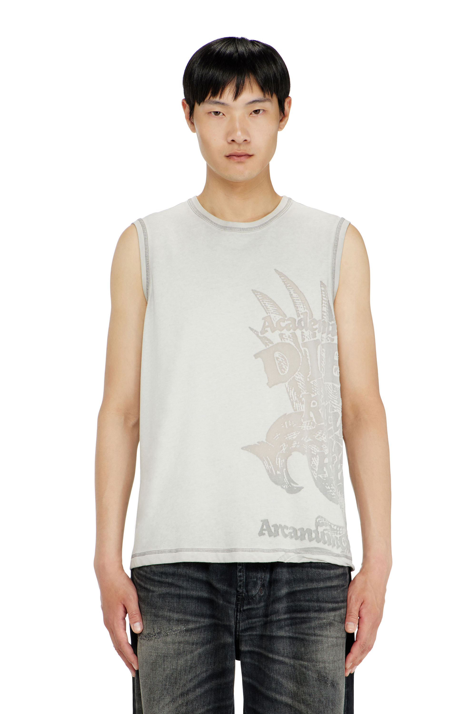 Diesel - T-RAWBISCO, D&eacute;bardeur sans manches avec graphismes emboss&eacute;s Homme in Gris - 1