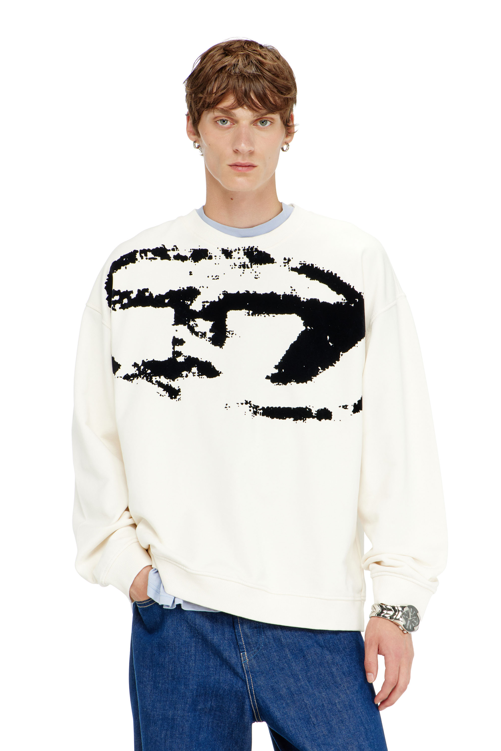 Diesel - S-BOXT-N5, Sweat-shirt en coton avec D ovale floqu&eacute; Homme in Polychrome - 1