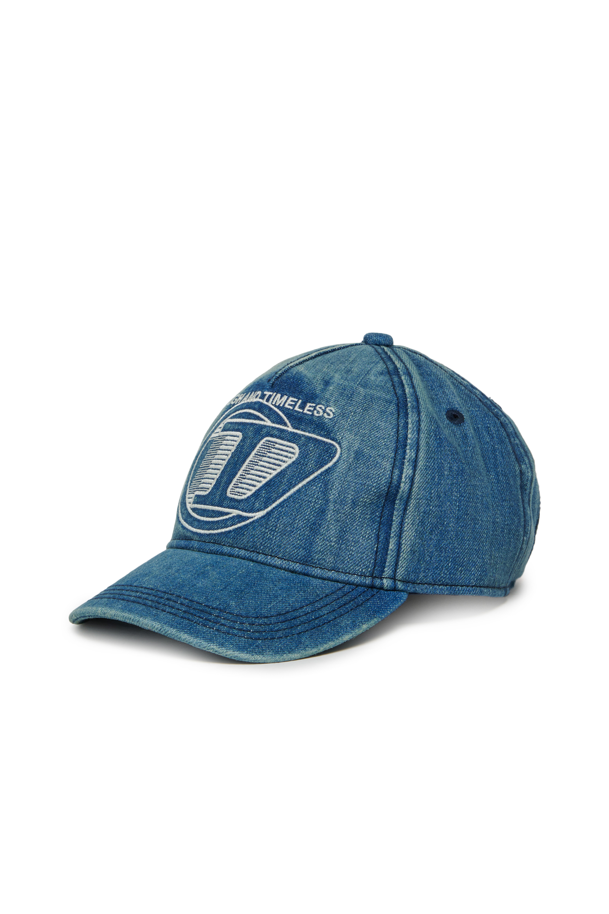 Diesel - FARBIT, Casquette de baseball en denim avec D brod&eacute; Homme in Bleu - 1