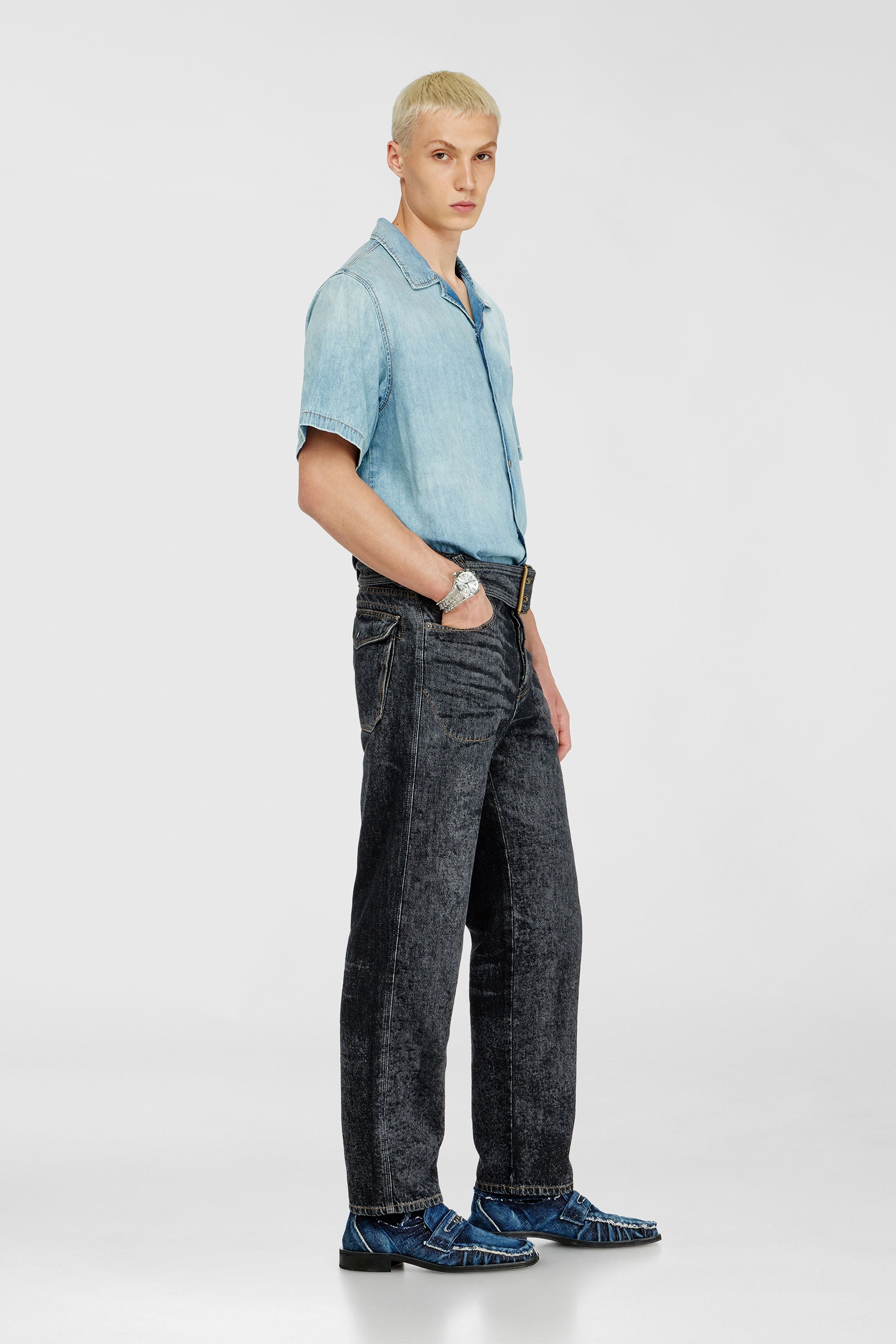 Diesel - Relaxed Jeans D-Marcus 09Q24 Homme, Noir/Gris fonc&eacute; - Image 1