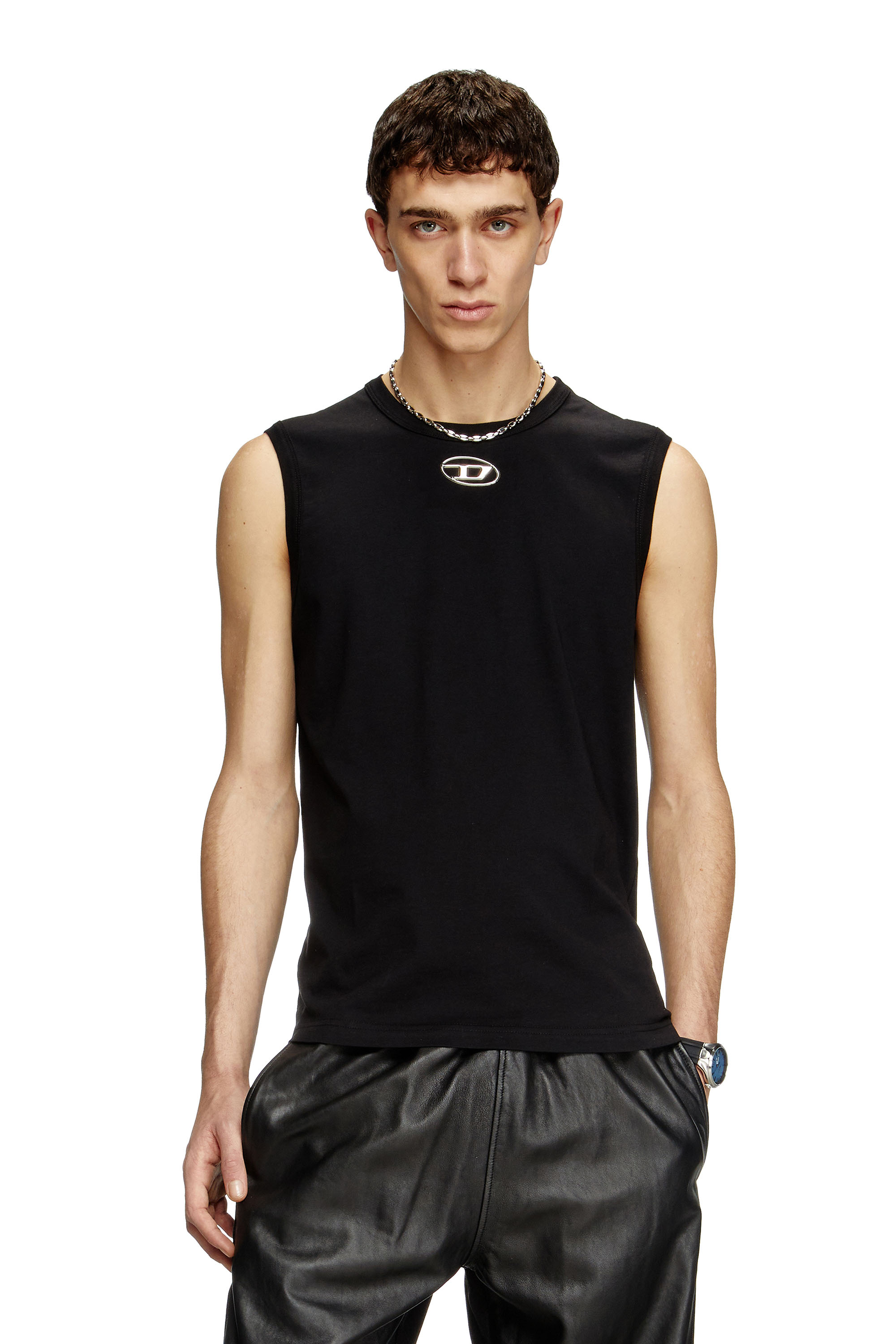 Diesel - T-BISCO-OD, Débardeur avec Oval D métallisé Homme in Noir - 1
