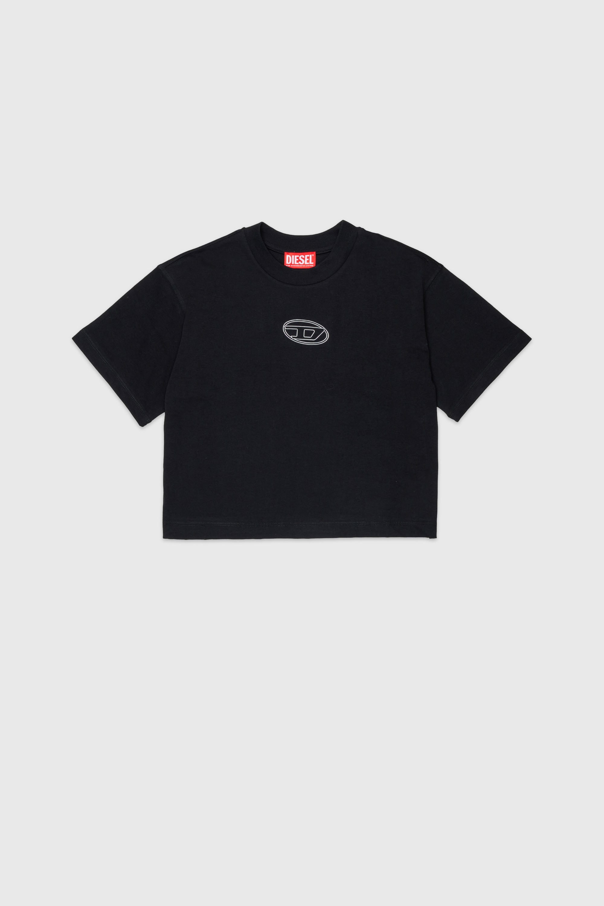 Diesel - TLIXIN, T-shirt cropped avec logo Oval D Femme in Noir - 1