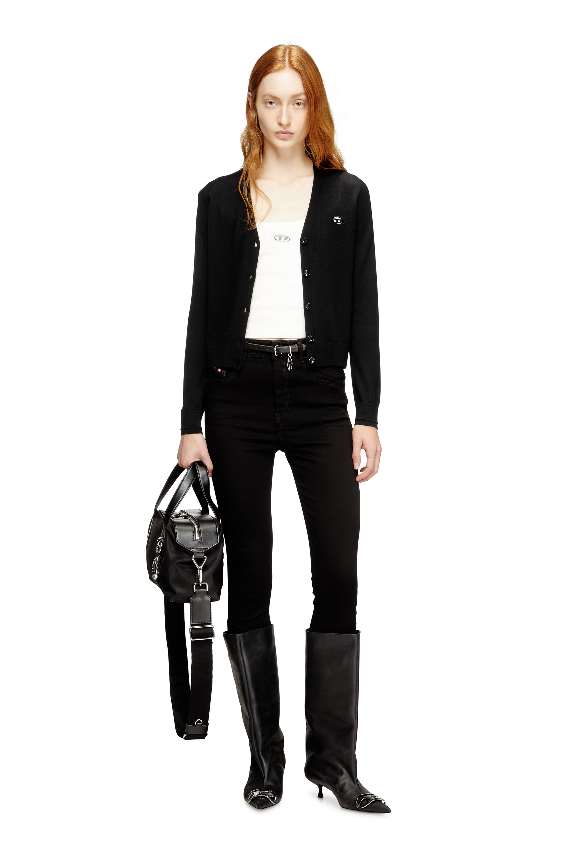 Diesel - T-HUPY-OD, Haut côtelé avec Oval D métallique Femme in Blanc - 2