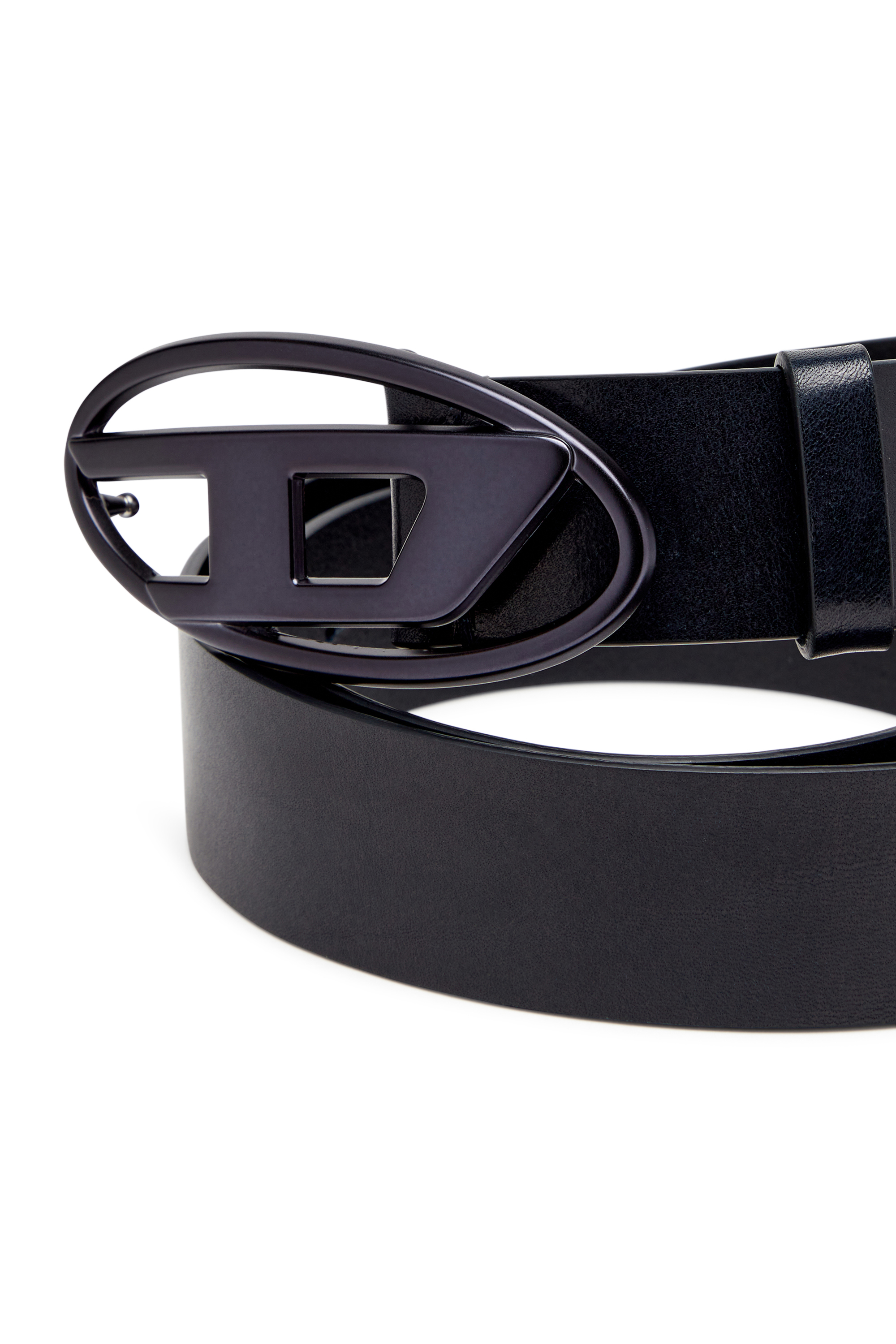 Diesel - B-1DR, Leather belt with metallic Oval D buckle Mixte in Bleu - 3