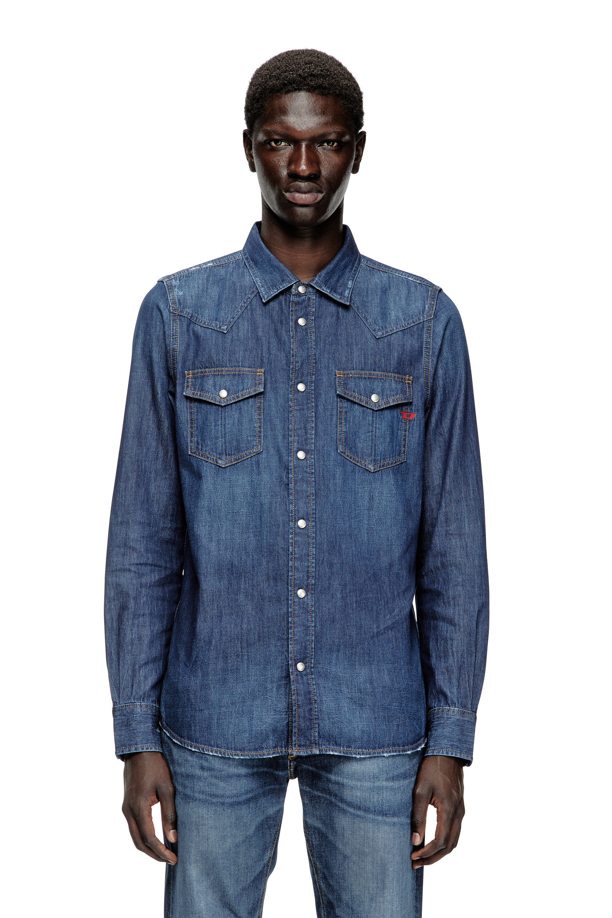 Diesel - D-VEGA, Surchemise en denim Homme in Bleu - 1