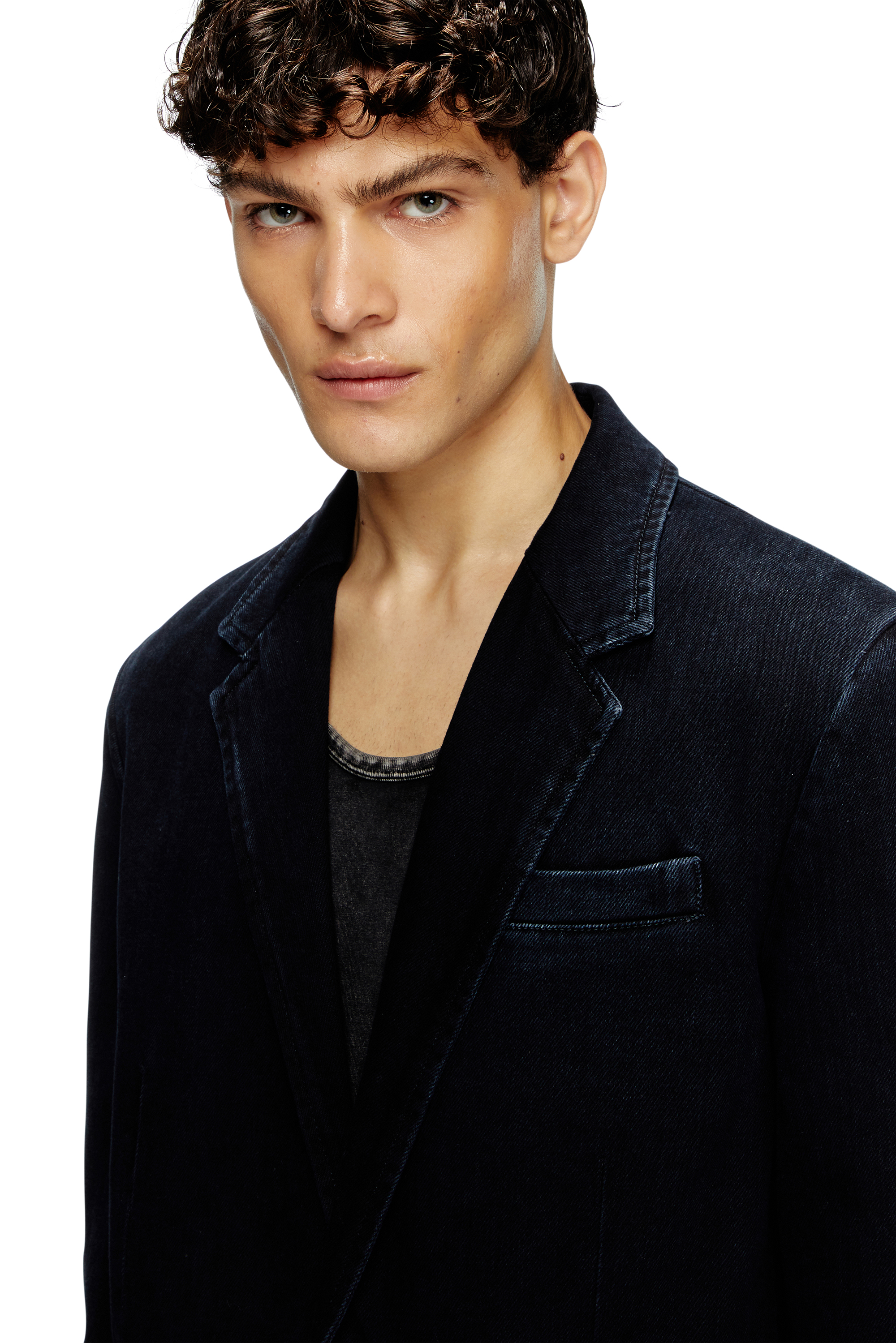 Diesel - D-REGER-D, Blazer en denim strié Mixte in Bleu - 3