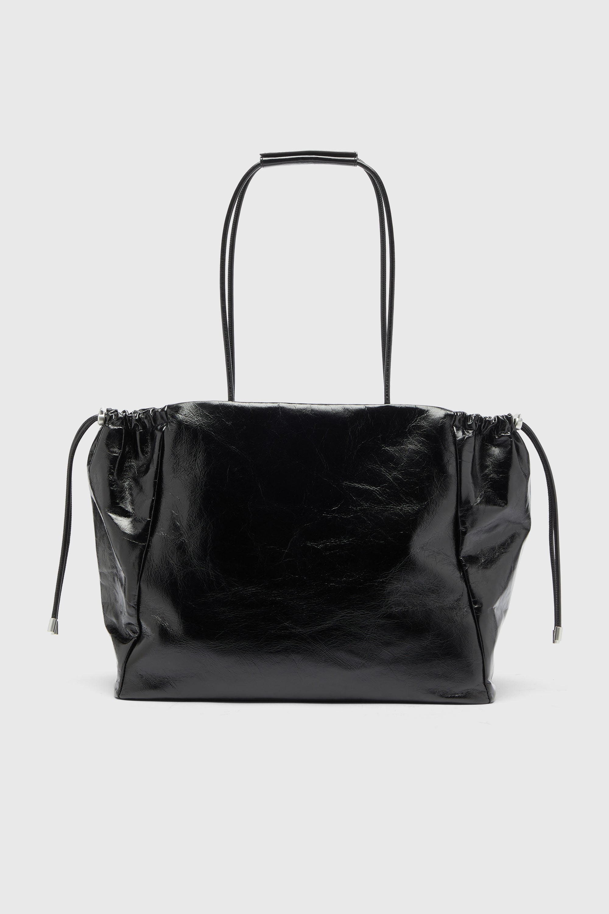 Diesel - SCRUNCH-D TOTE E/W, Scrunch-D - Sac cabas en cuir brillant effet froiss&eacute; Femme in Noir - 2