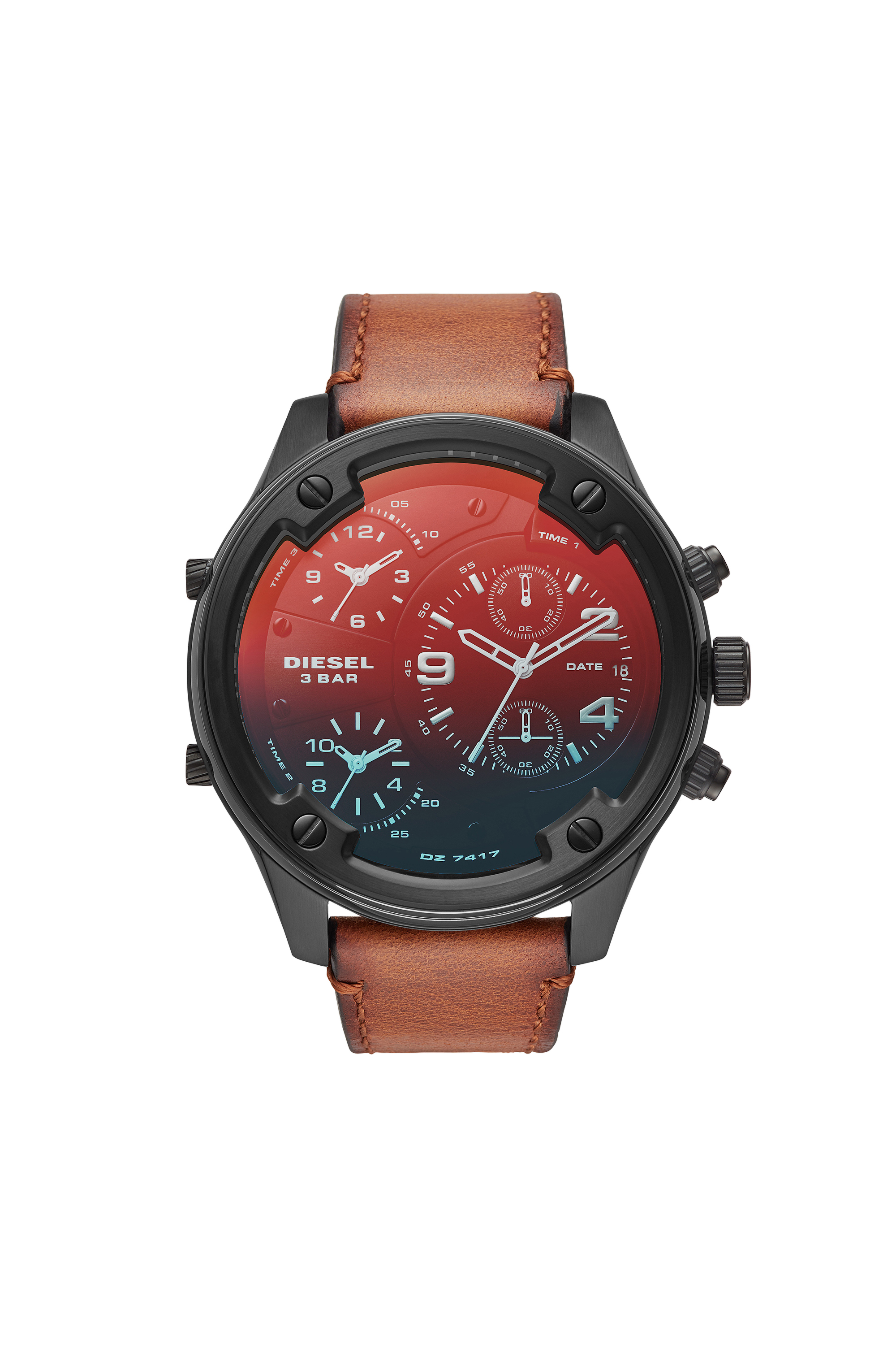 Diesel - DZ7417, Boltdown montre chronographe en cuir marron Homme in Marron - 1