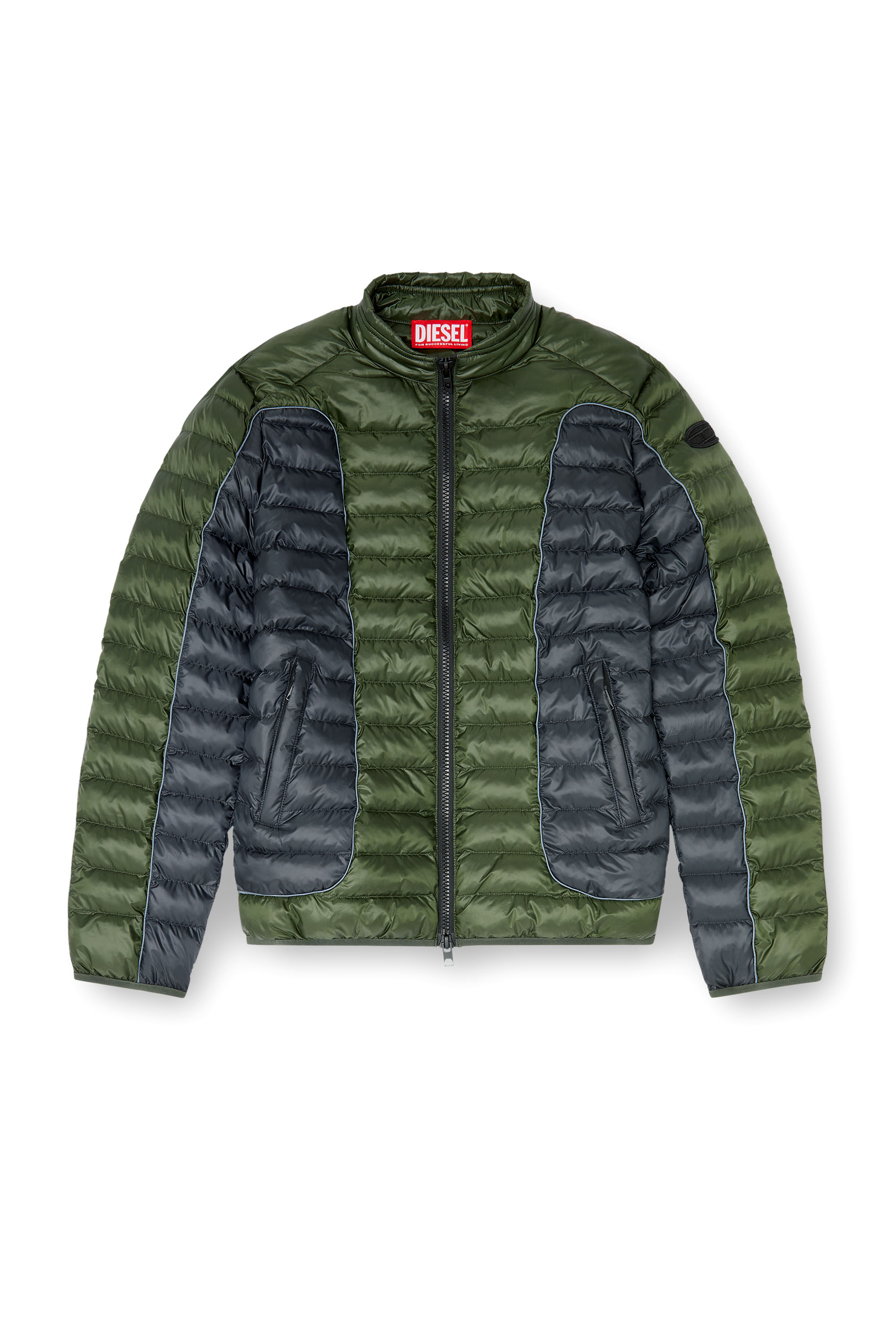 Diesel - W-PILOT-BLOCK, Doudoune style biker &agrave; empi&egrave;cements color block Homme in Polychrome - 2