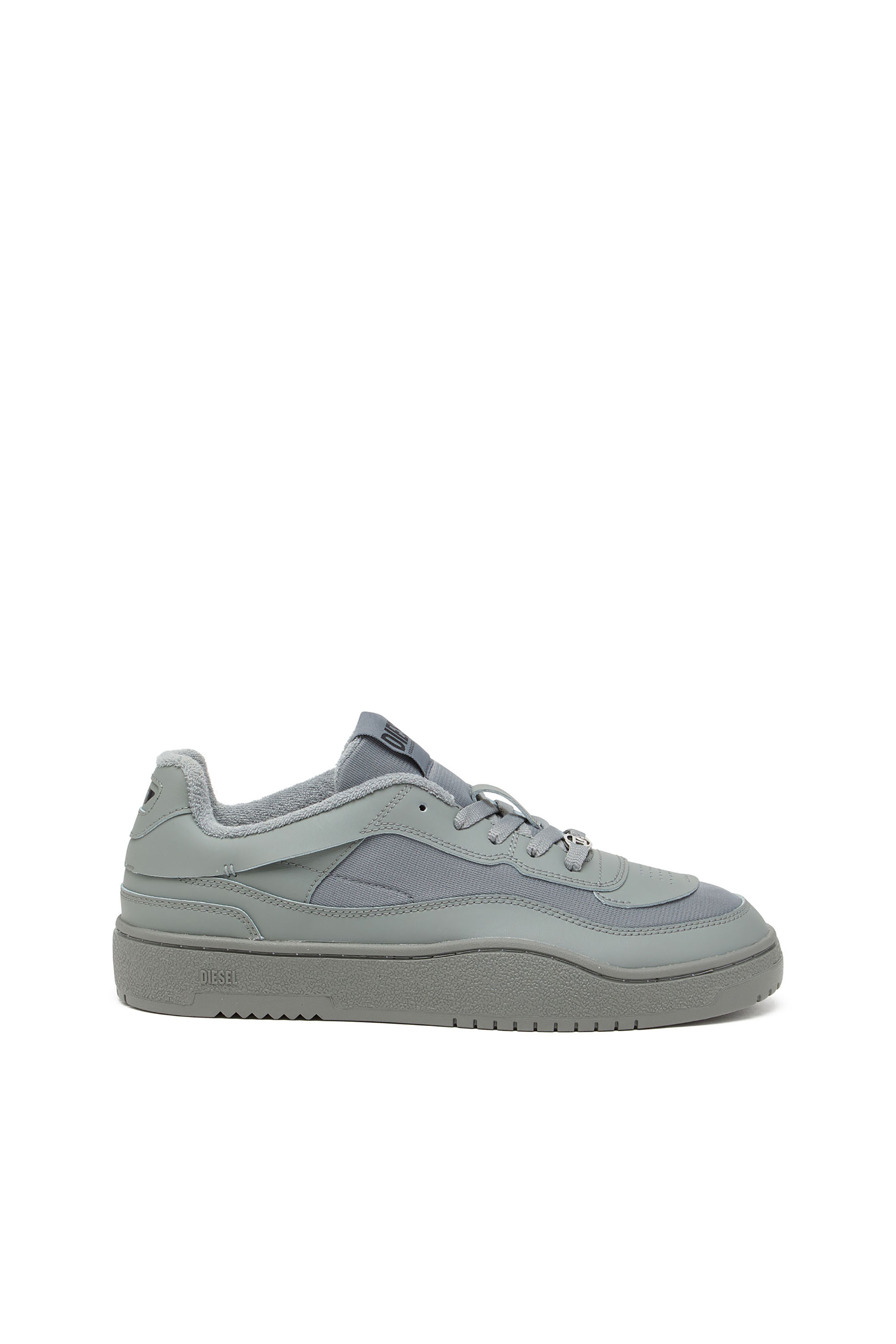 Diesel - S-OVAL SKATE LOW, S-Oval Skate-Sneakers en cuir avec empiècements en tissu Homme in Gris - 1