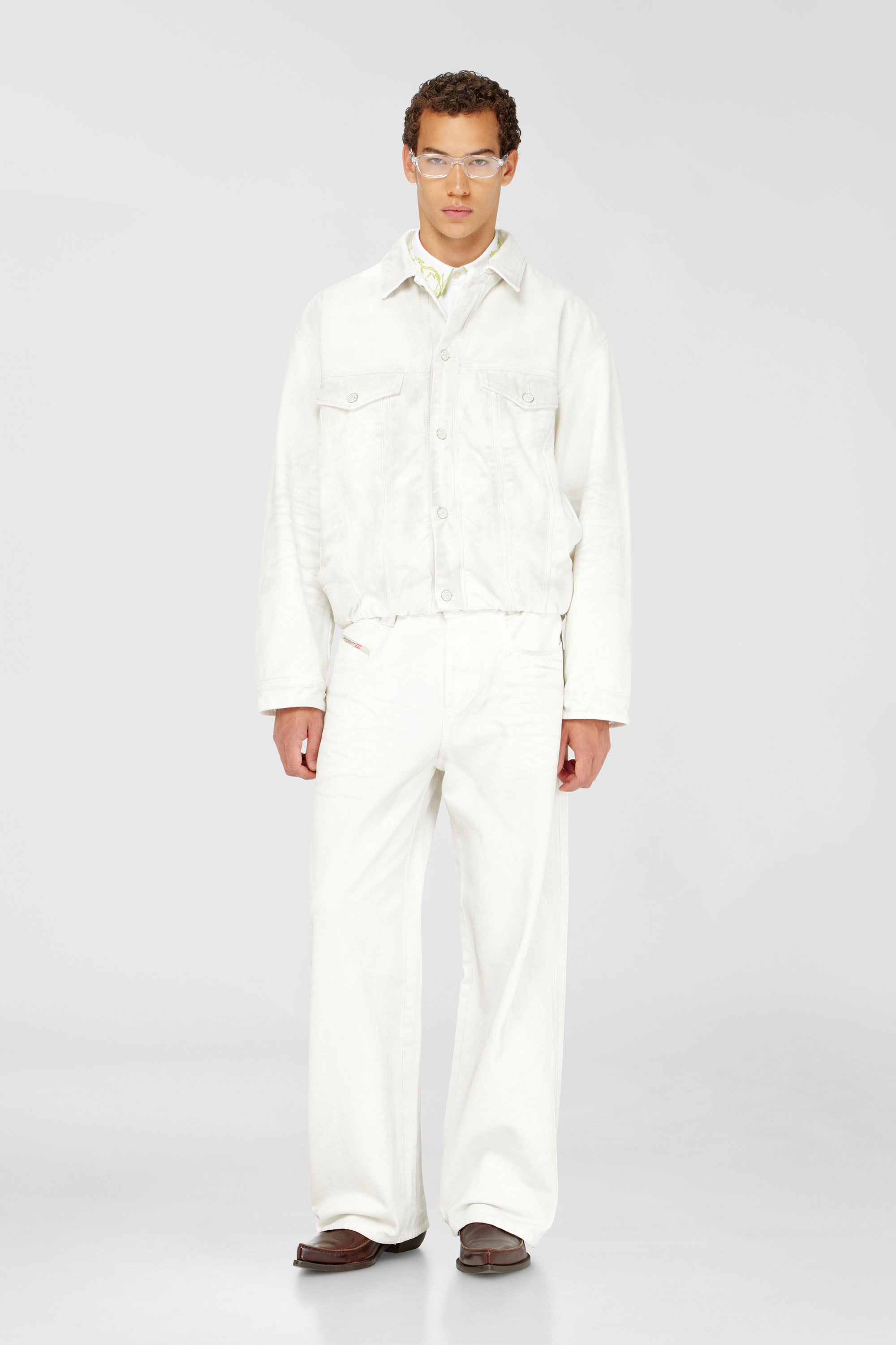Diesel - D-MORVI-FSJ1, Veste trucker en denim stretch Homme in Blanc - 2