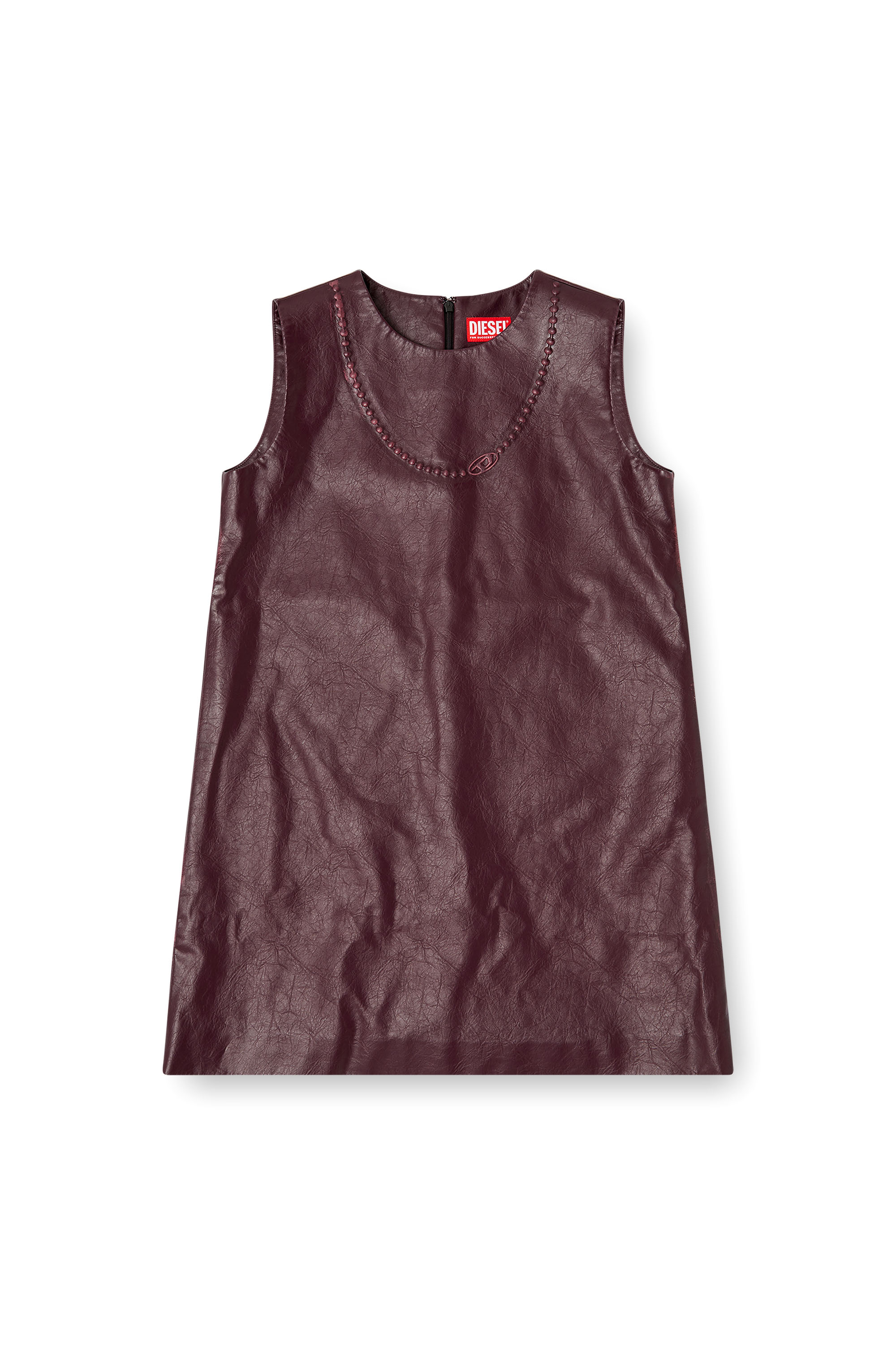 Diesel - FR-D-ARES, Mini-robe sans manches burgundy en tissu enduit Femme in Rouge - 3
