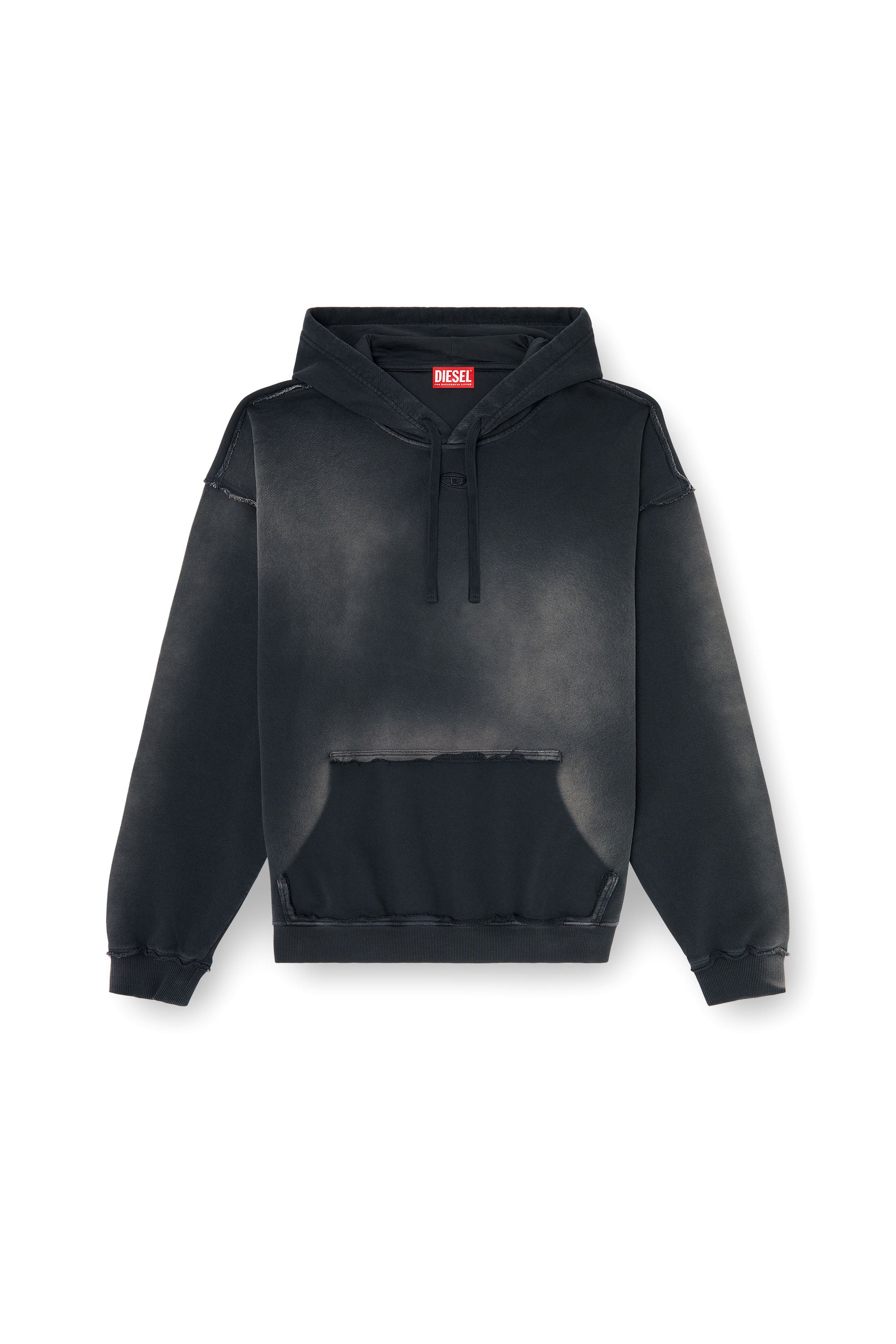 Diesel - S-POCK-HOOD, Sweat &agrave; capuche en coton d&eacute;lav&eacute; avec d&eacute;tails effiloch&eacute;s Homme in ToBeDefined - 3