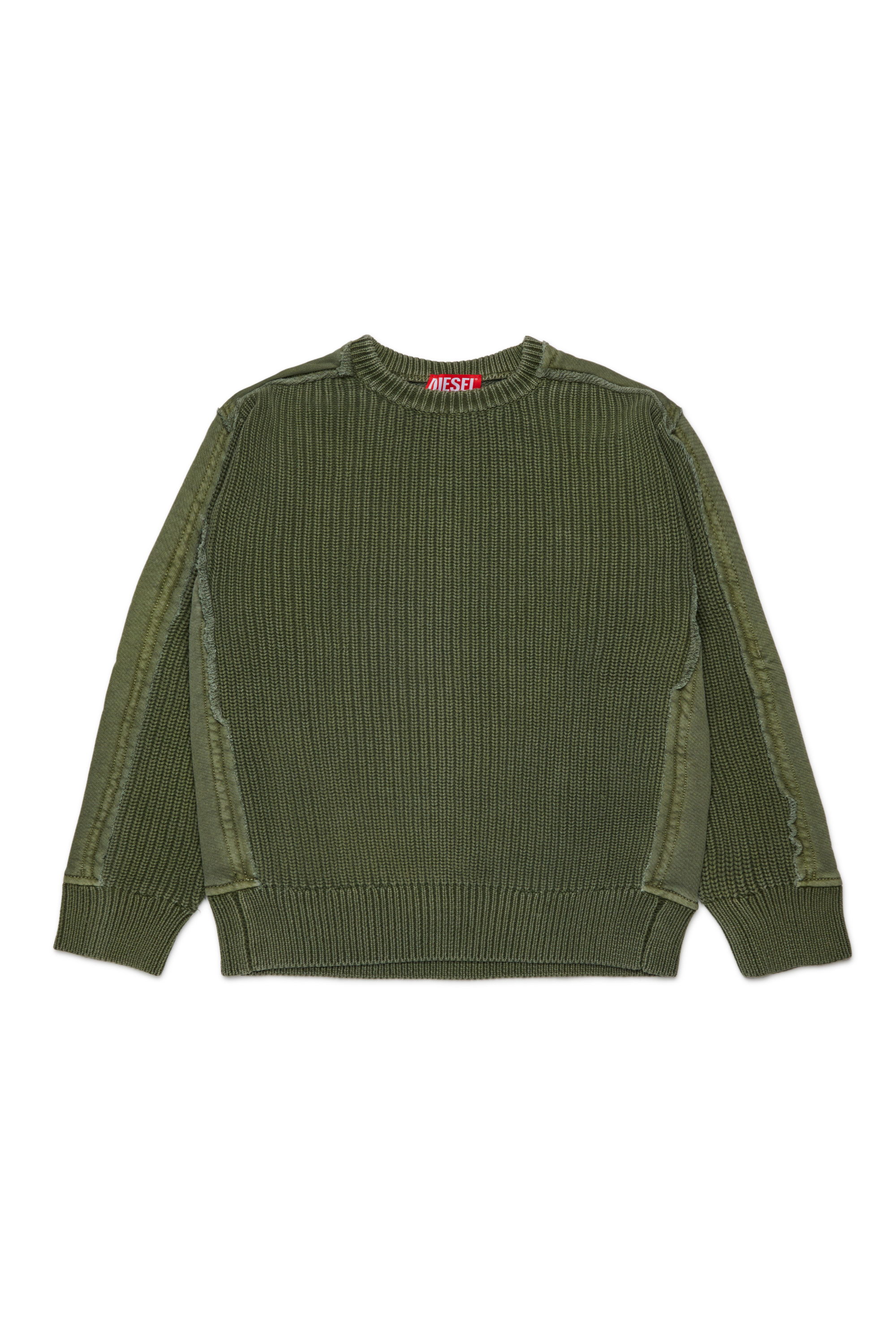 Diesel - KOBERTOROUND OVER, Pull col rond en coton avec logo Homme in Vert - 1