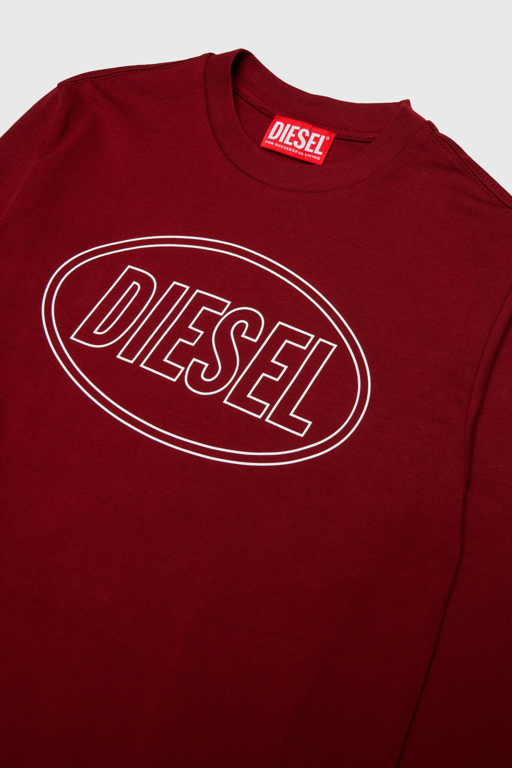 Diesel - TCIRCLELS OVER, T-shirt &agrave; manches longues avec logo Oval D Homme in Rouge - 3
