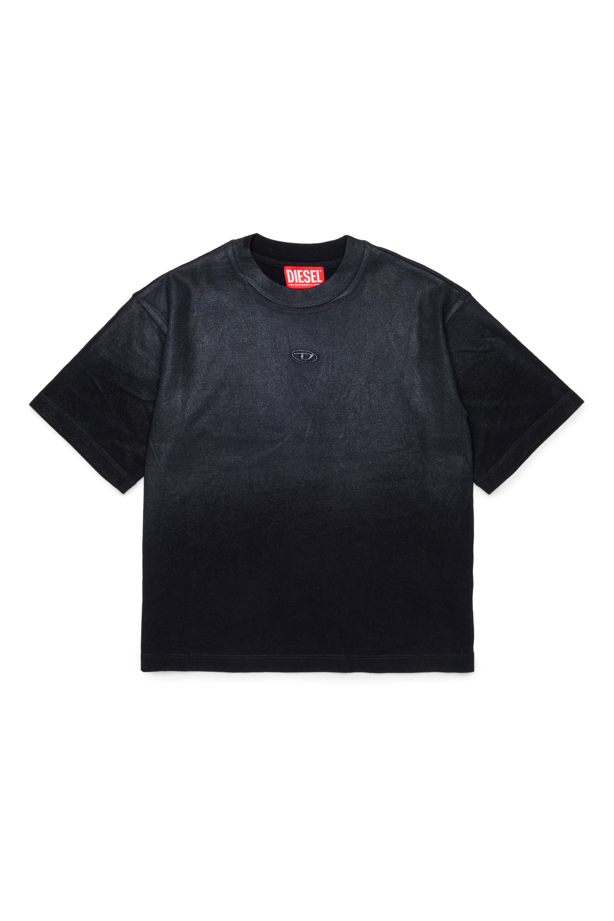 Diesel - TANORMYS2, T-shirt en coton avec broderie ton sur ton Oval D Femme in Noir - 1