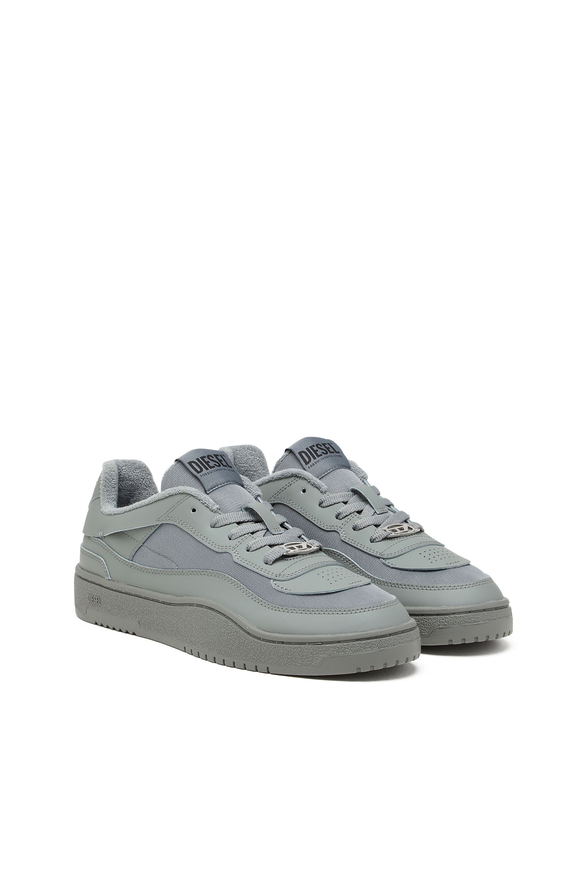 Diesel - S-OVAL SKATE LOW, S-Oval Skate-Sneakers en cuir avec empiècements en tissu Homme in Gris - 2