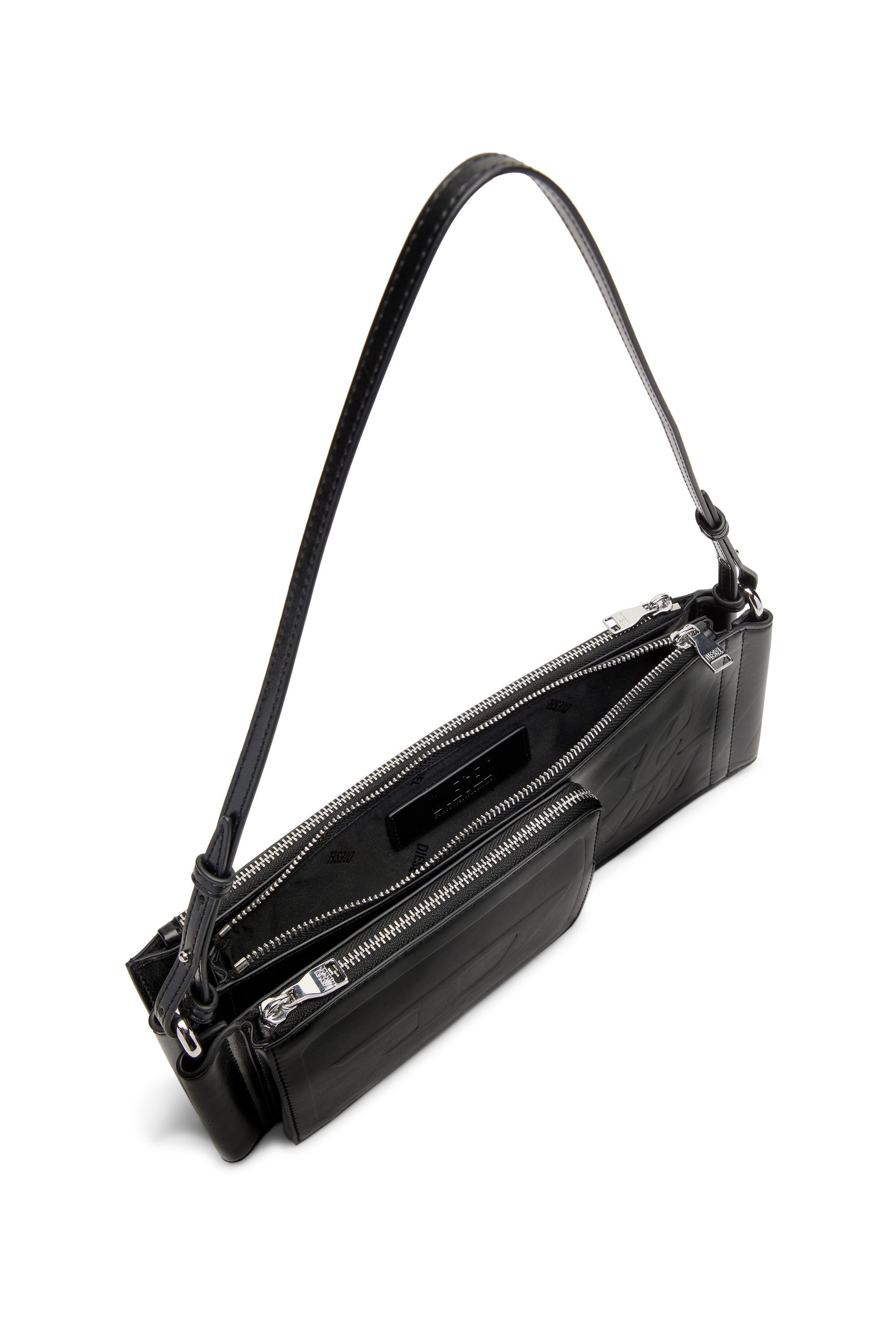 Diesel - FLAG-D SHOULDER BAG X, Flag-D-Sac bandouli&egrave;re modulaire avec logo emboss&eacute; Mixte in Noir - 3