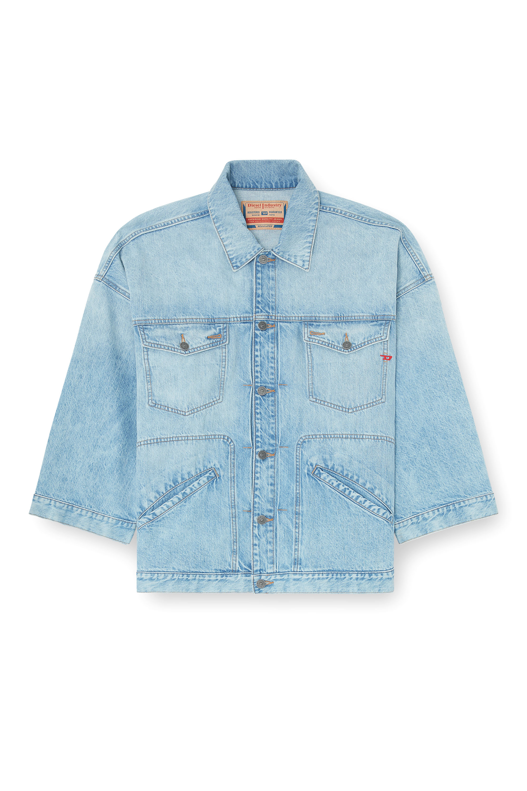 Diesel - DE-LIN, Veste workwear en denim oversized Femme in Bleu - 3