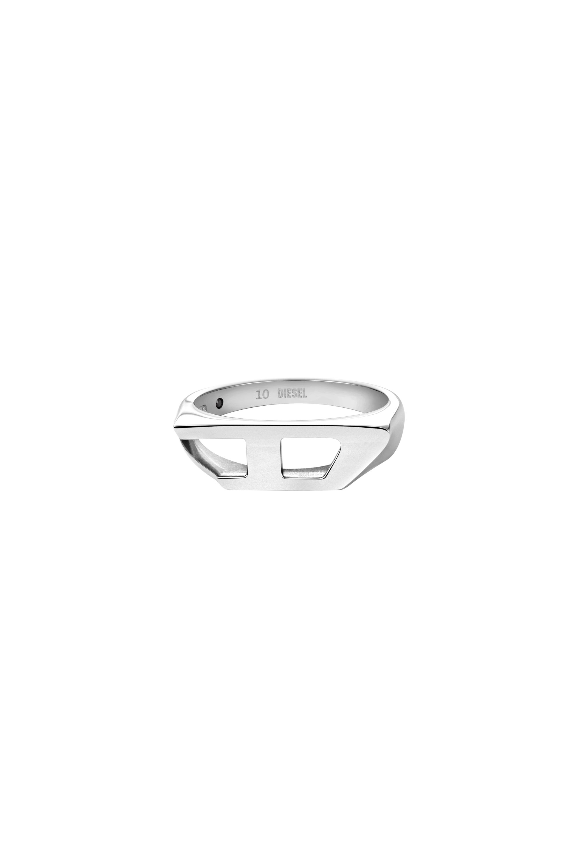 Diesel - DX1638040 JEWELLERY, Bague chevalière en acier inoxydable Mixte in Gris argenté - 2