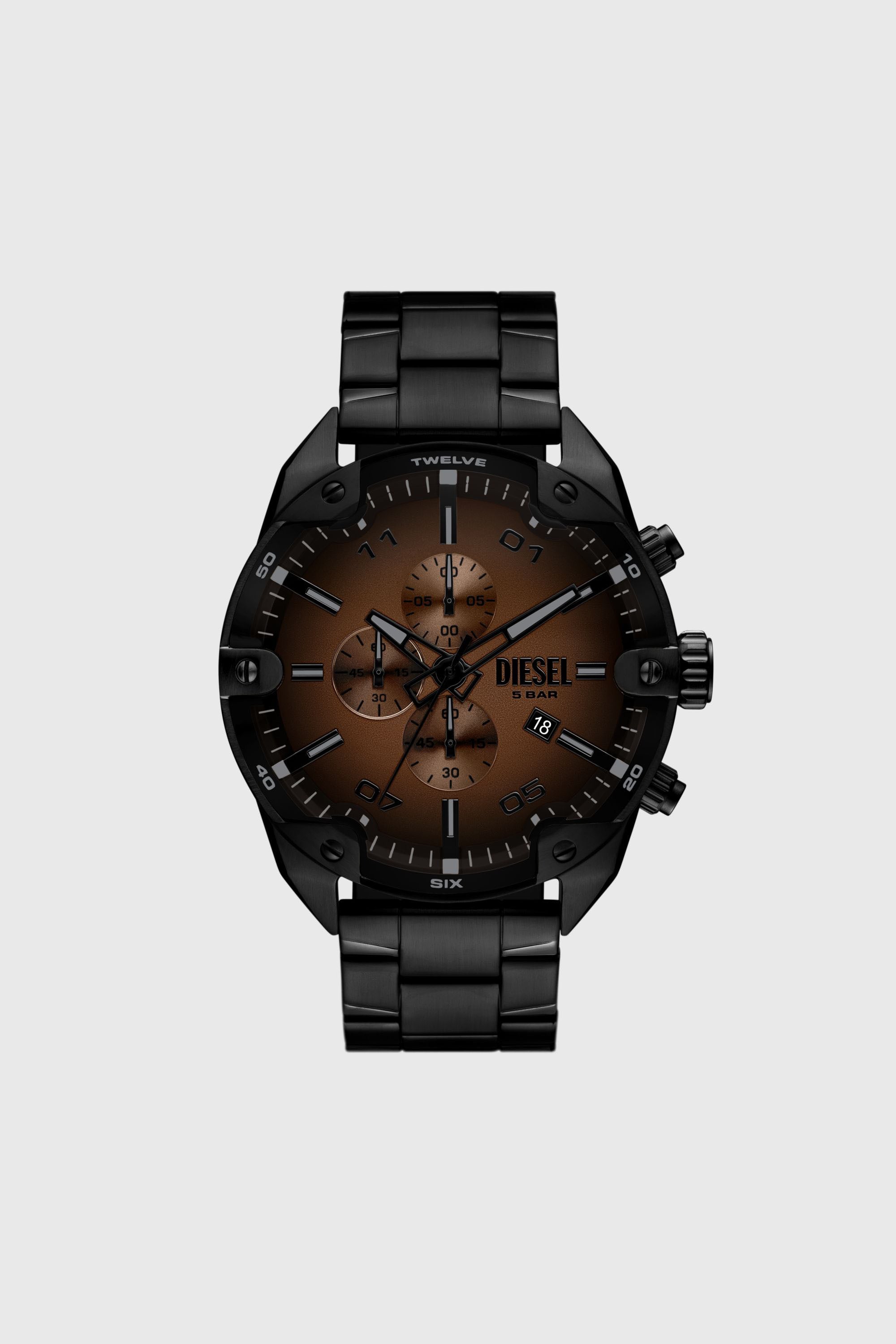 Diesel - DZ4691 WATCH, Montre Spiked noire en acier inoxydable &agrave; pointes Homme in Noir - 1