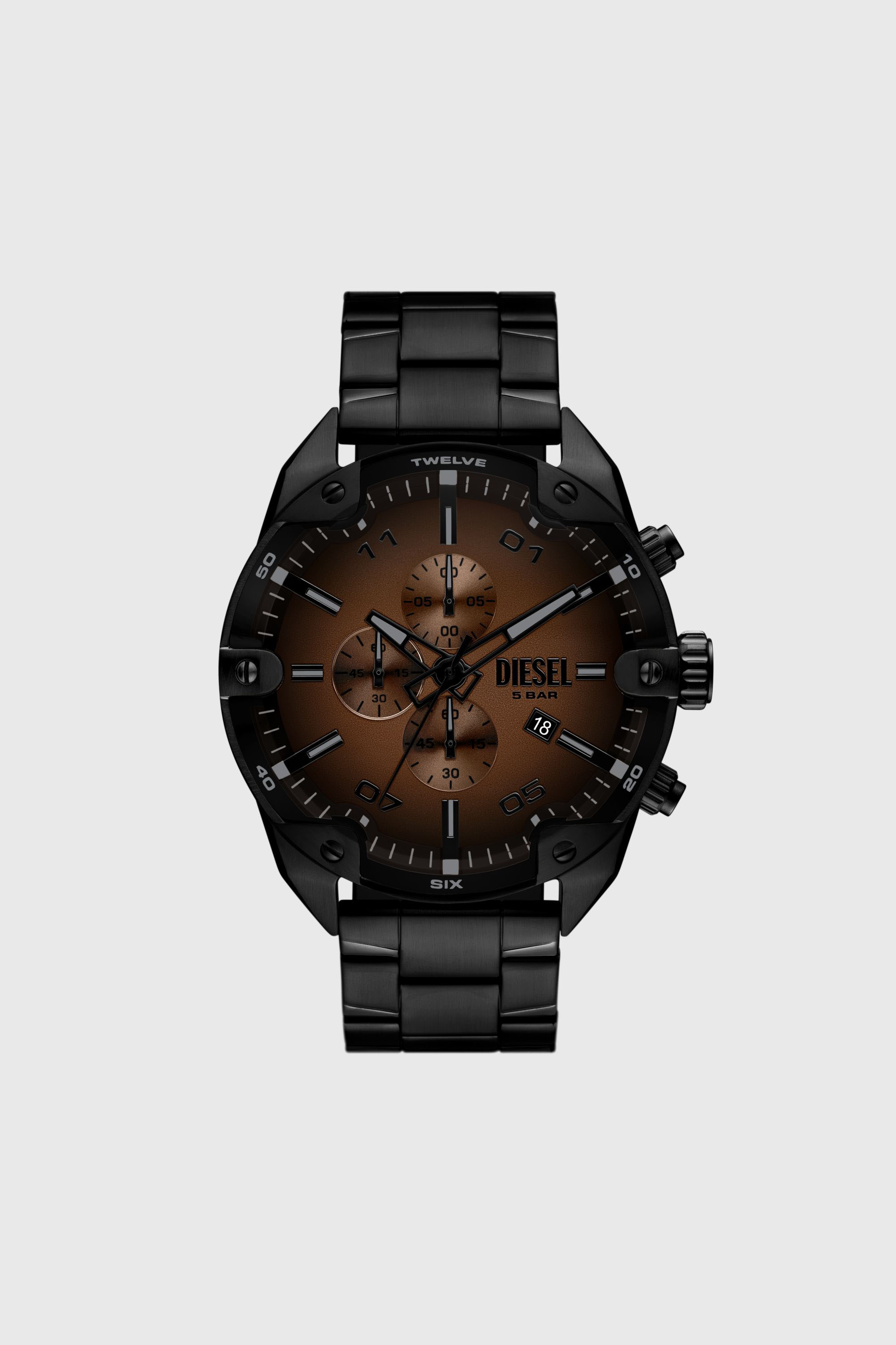 Diesel - DZ4691 WATCH, Montre Spiked noire en acier inoxydable &agrave; pointes Homme in Noir - 1