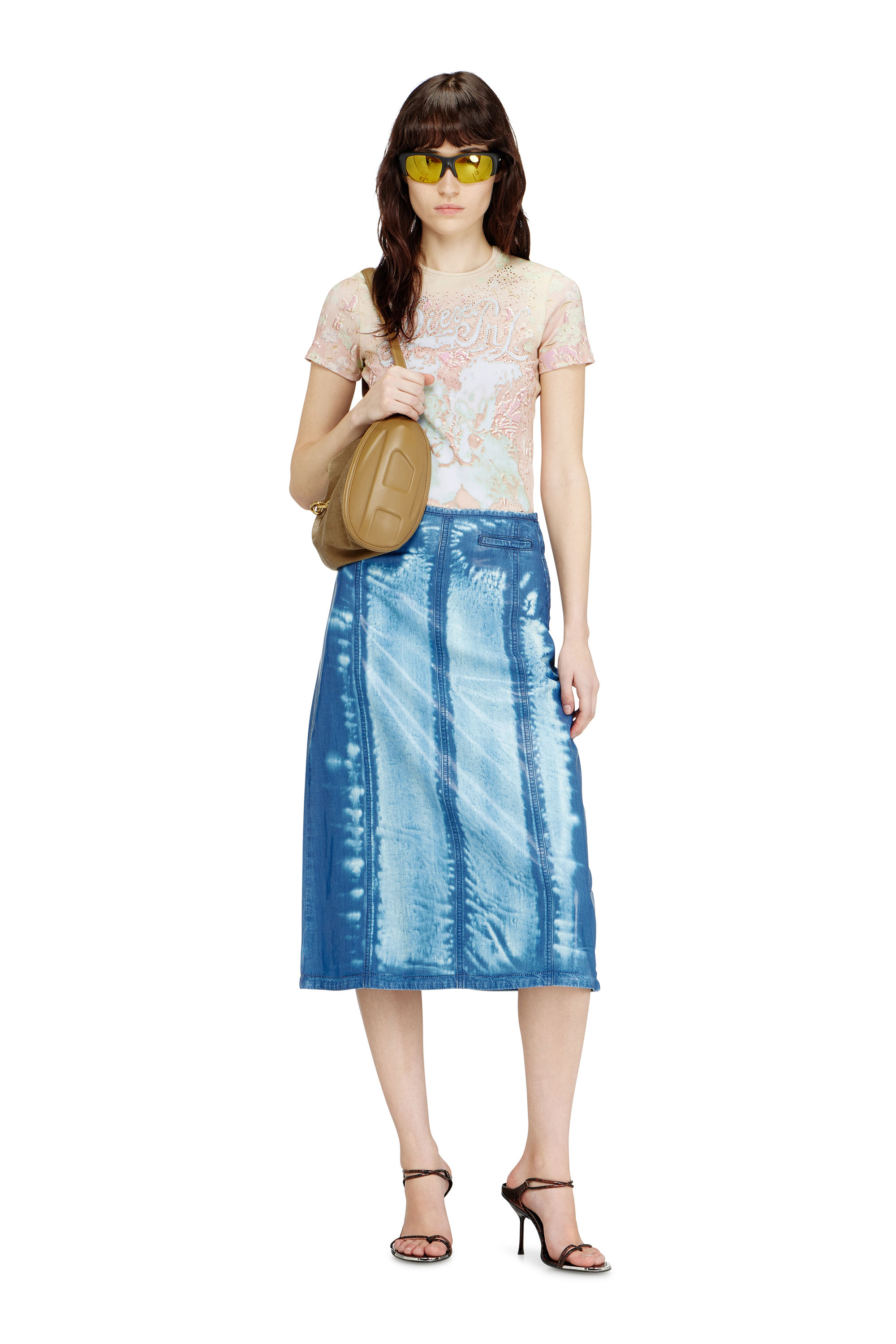 Diesel - T-BRIL, Haut &agrave; imprim&eacute; animalier avec cristaux Femme in Rose - 1